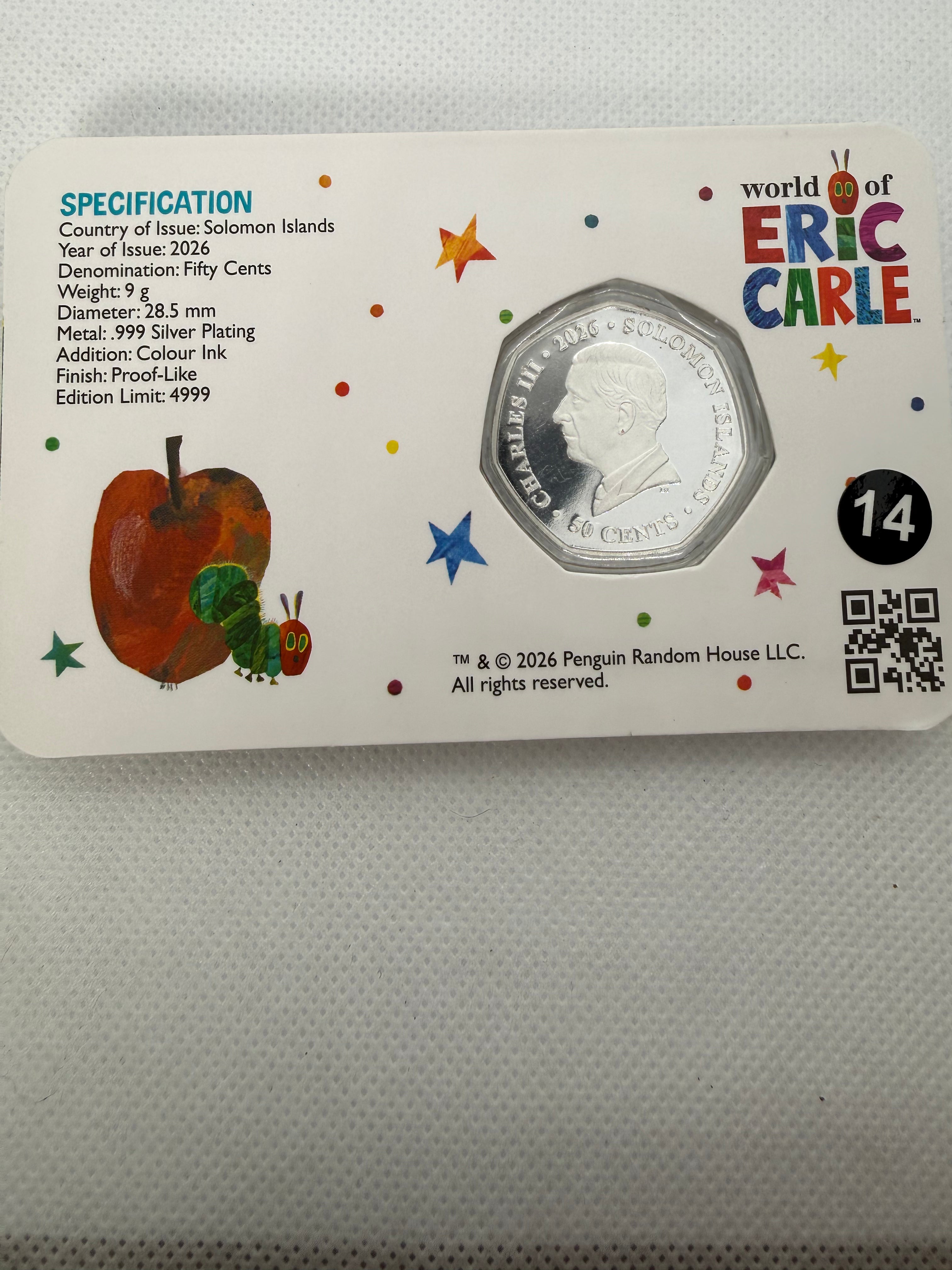 The Very Hungry Caterpillar Silver Plated Coin on Presentation Card 2026 - Limited to 4999