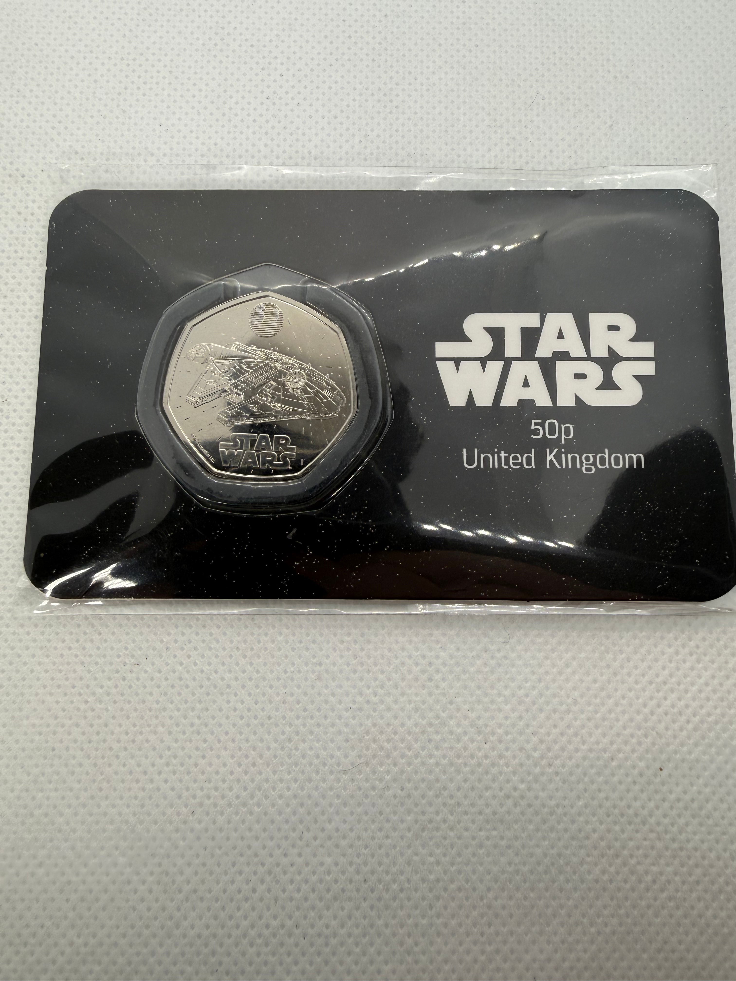 Star Wars - Millennium Falcon 50 pence BU coin on Presentation Card 2024
