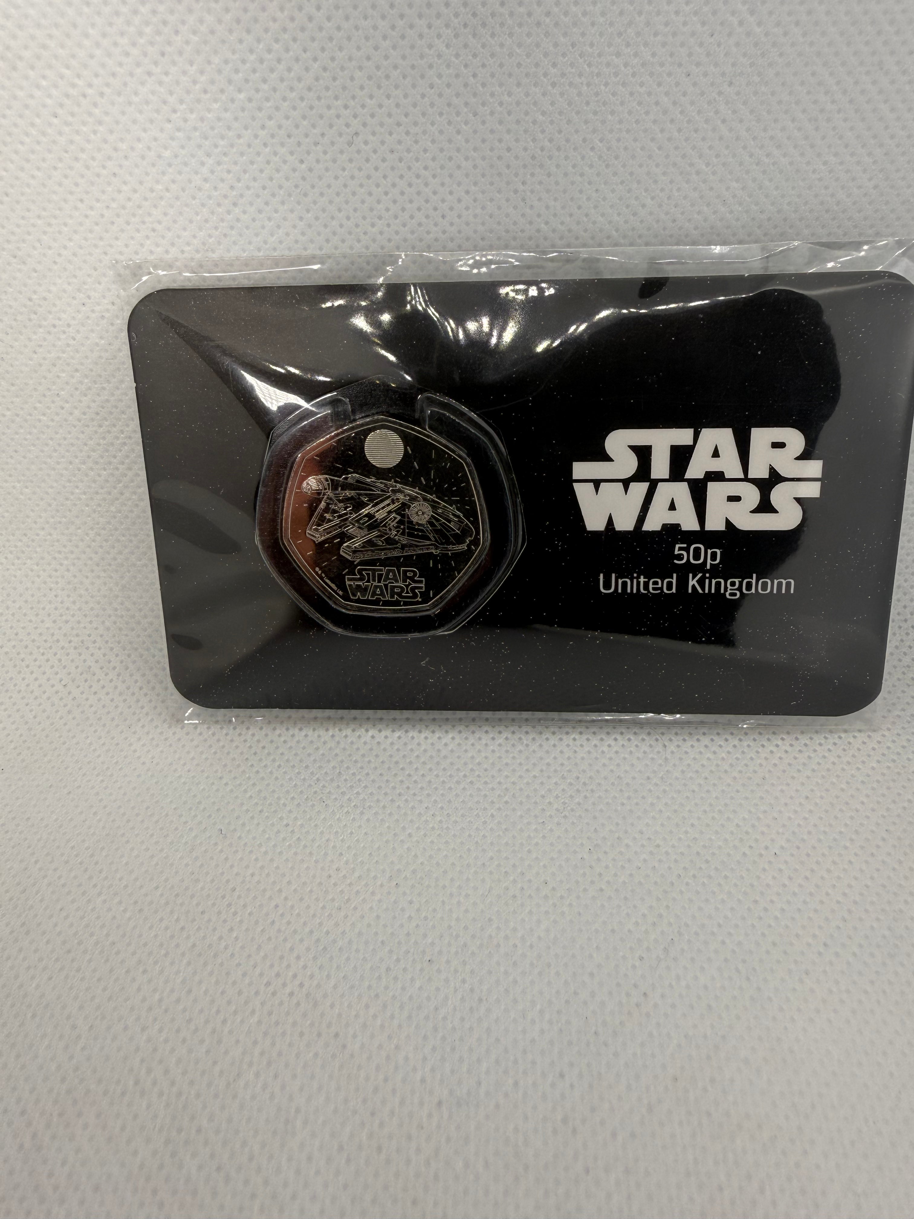 Star Wars - Millennium Falcon 50 pence BU coin on Presentation Card 2024