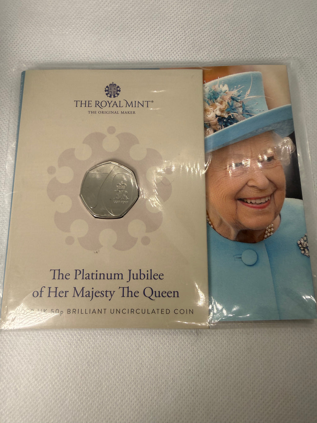 Platinum Jubilee 50 pence BU coin in presentation pack