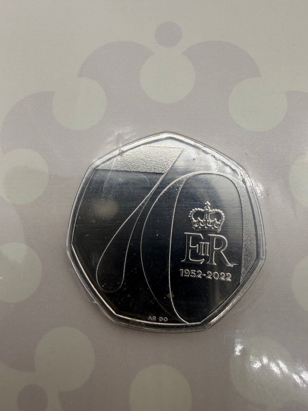 Platinum Jubilee 50 pence BU coin in presentation pack