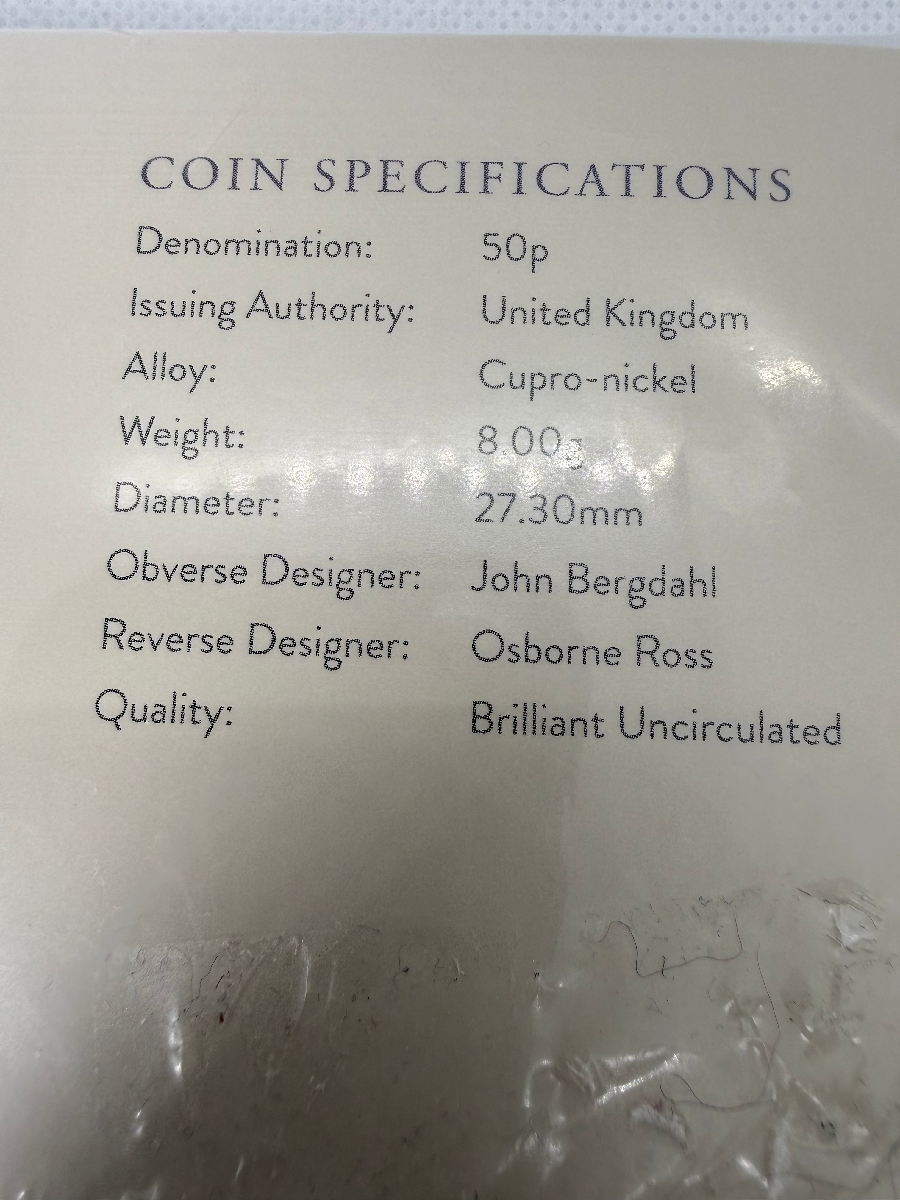 Platinum Jubilee 50 pence BU coin in presentation pack