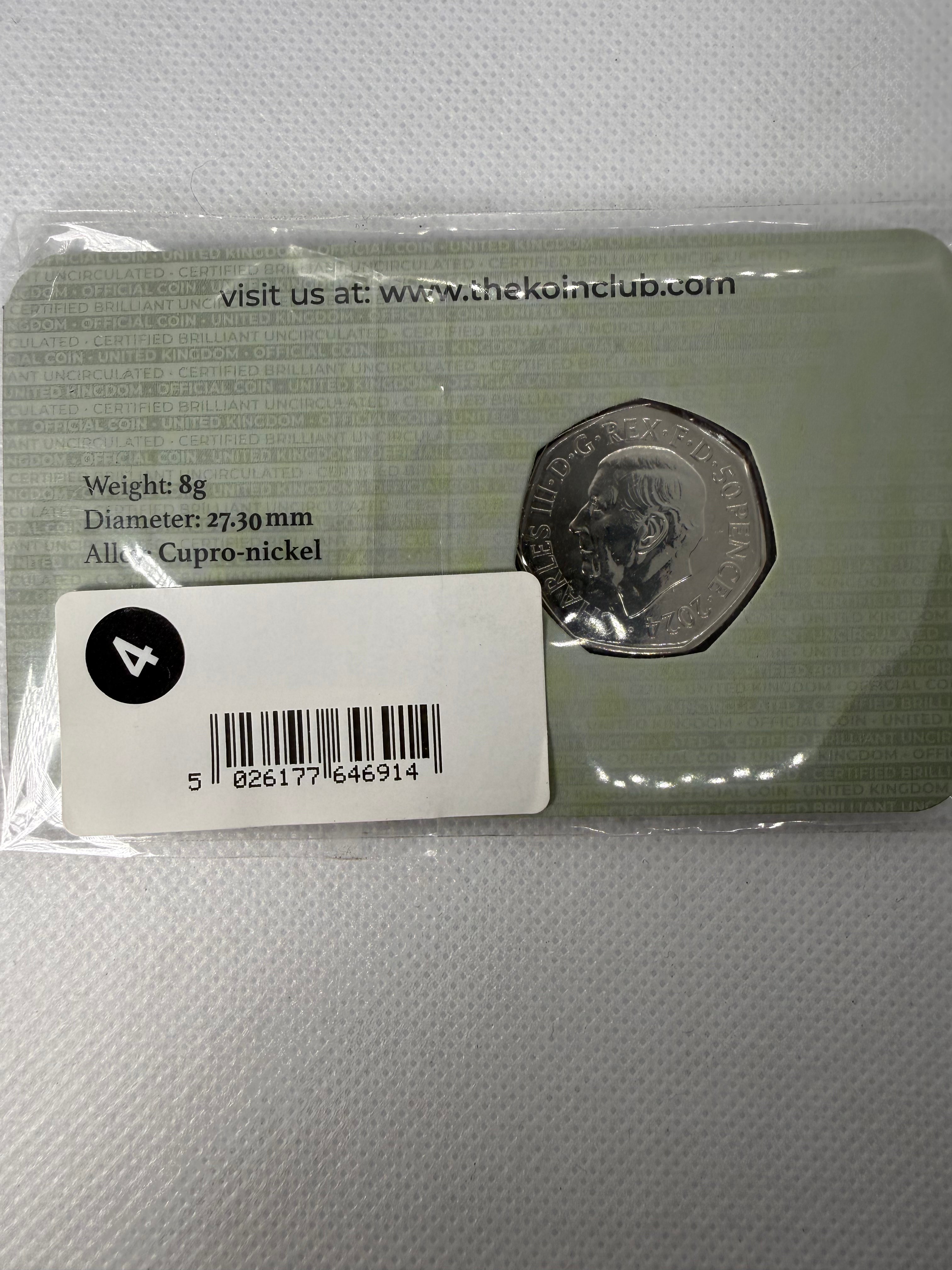 Olympic And Paralympic 50 pence BU Coin on Card 2024