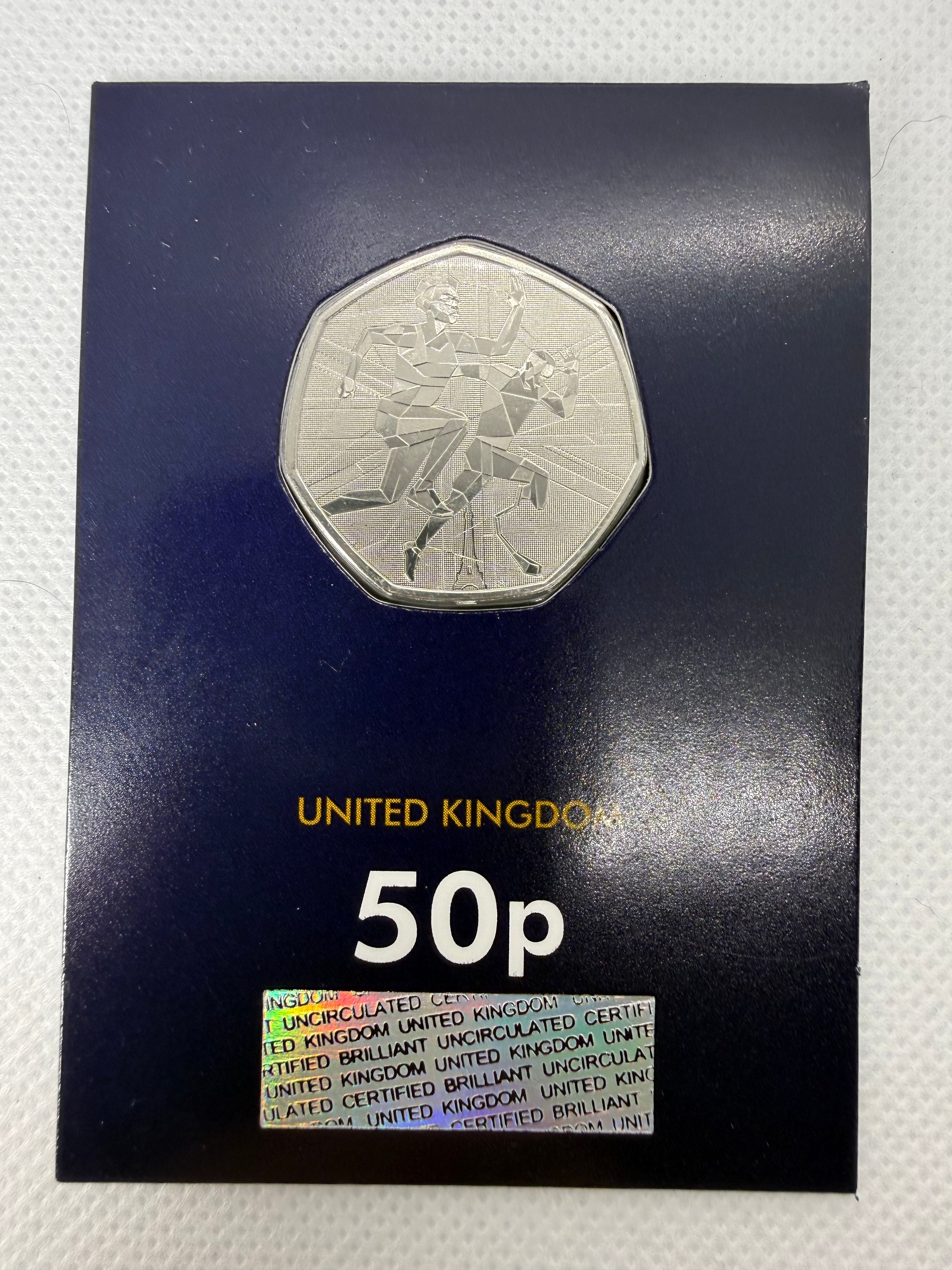 Olympic And Paralympic 50 pence BU Coin on Card 2024