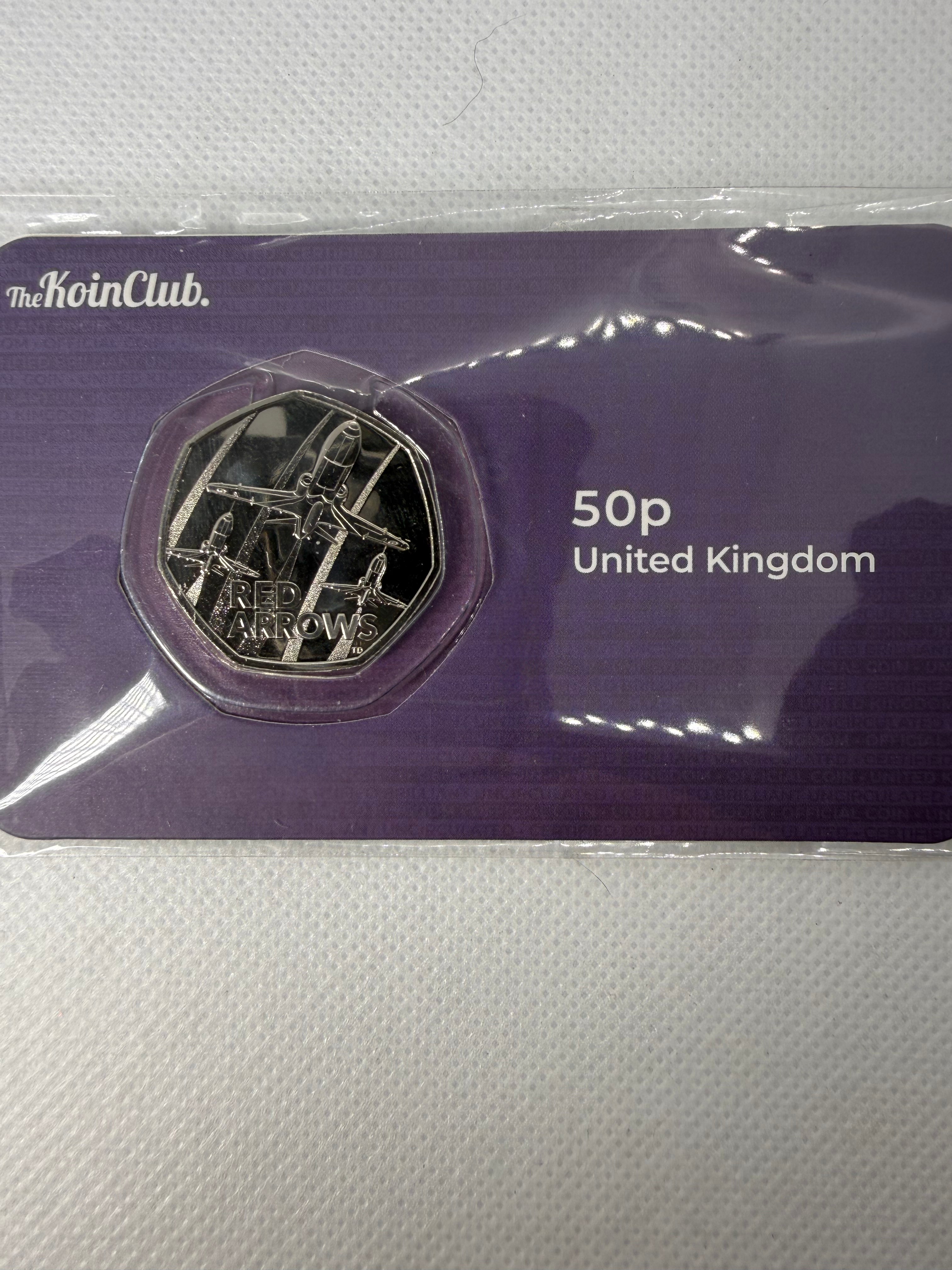 Red Arrows 50 Pence BU Coin on Card 2024