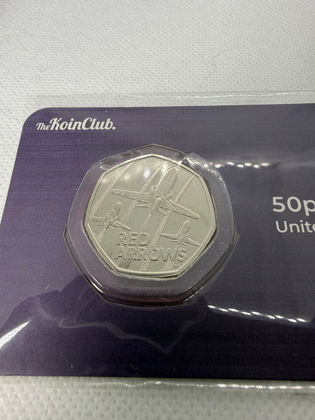 Red Arrows 50 Pence BU Coin on Card 2024