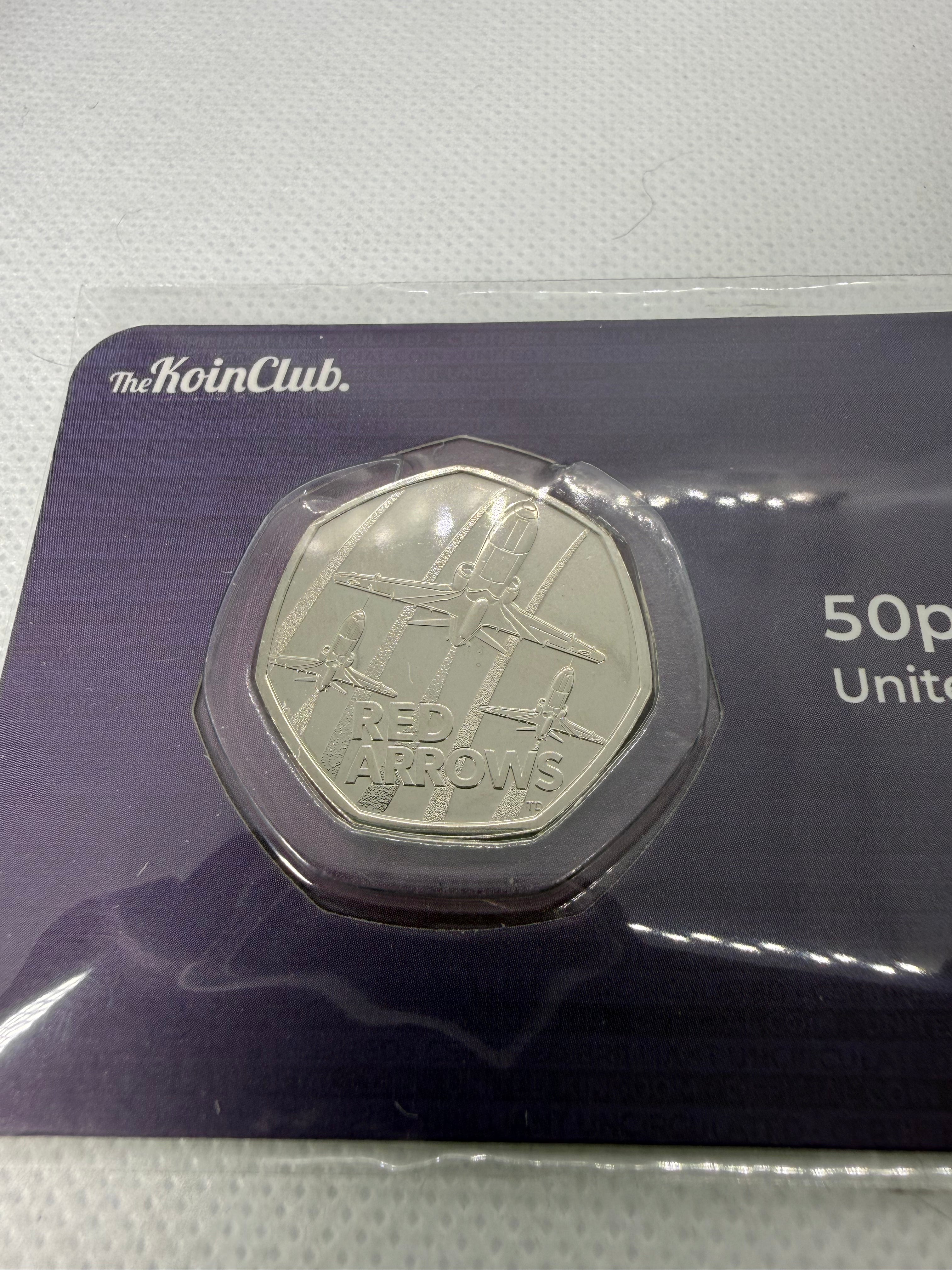 Red Arrows 50 Pence BU Coin on Card 2024