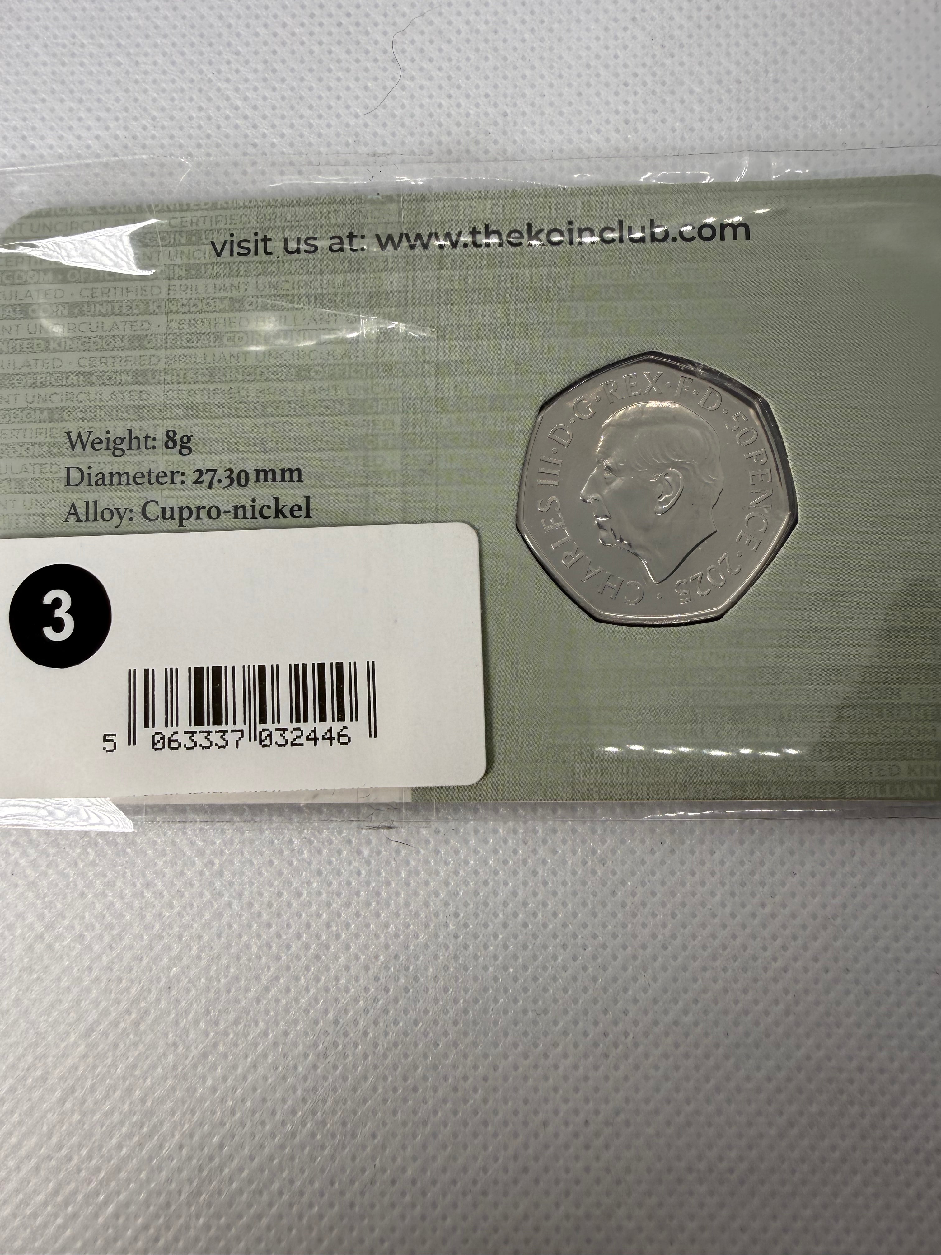 Red Arrows 50 Pence BU Coin on Card 2024