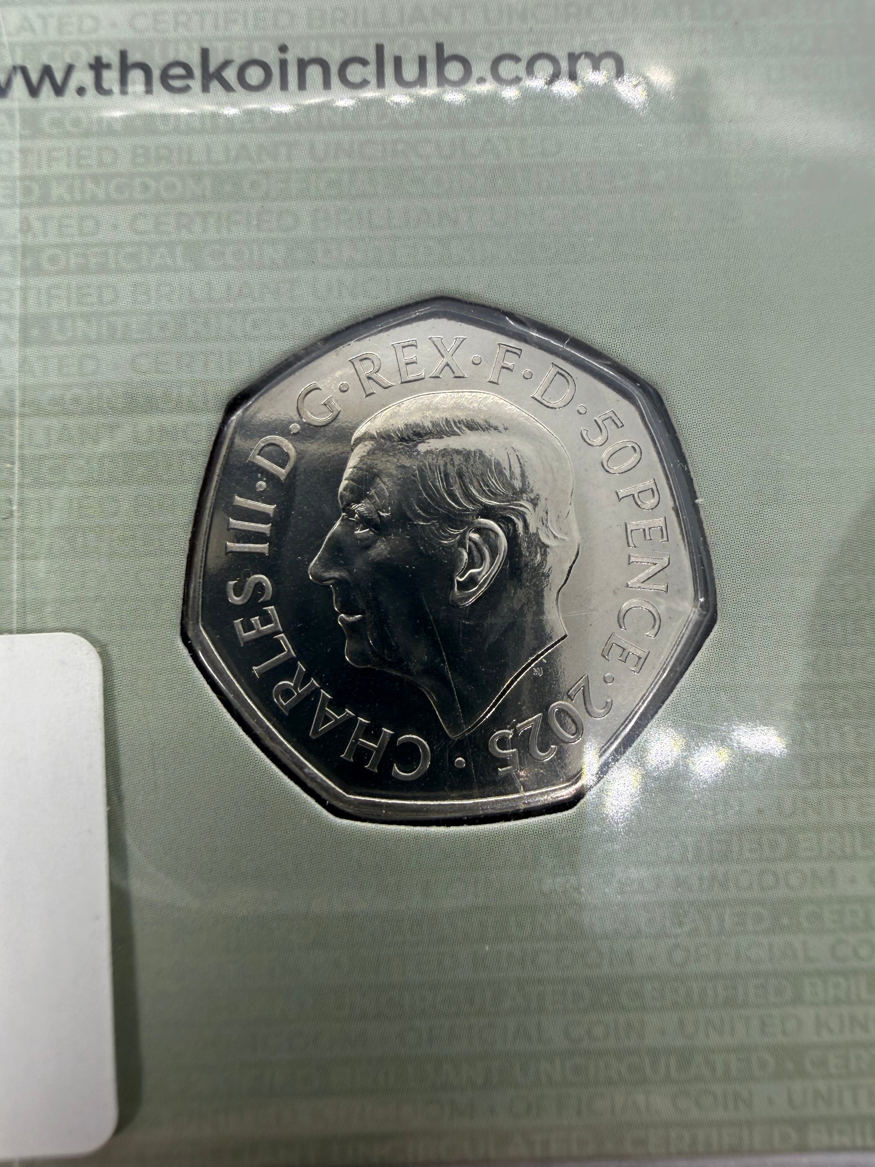 Red Arrows 50 Pence BU Coin on Card 2024