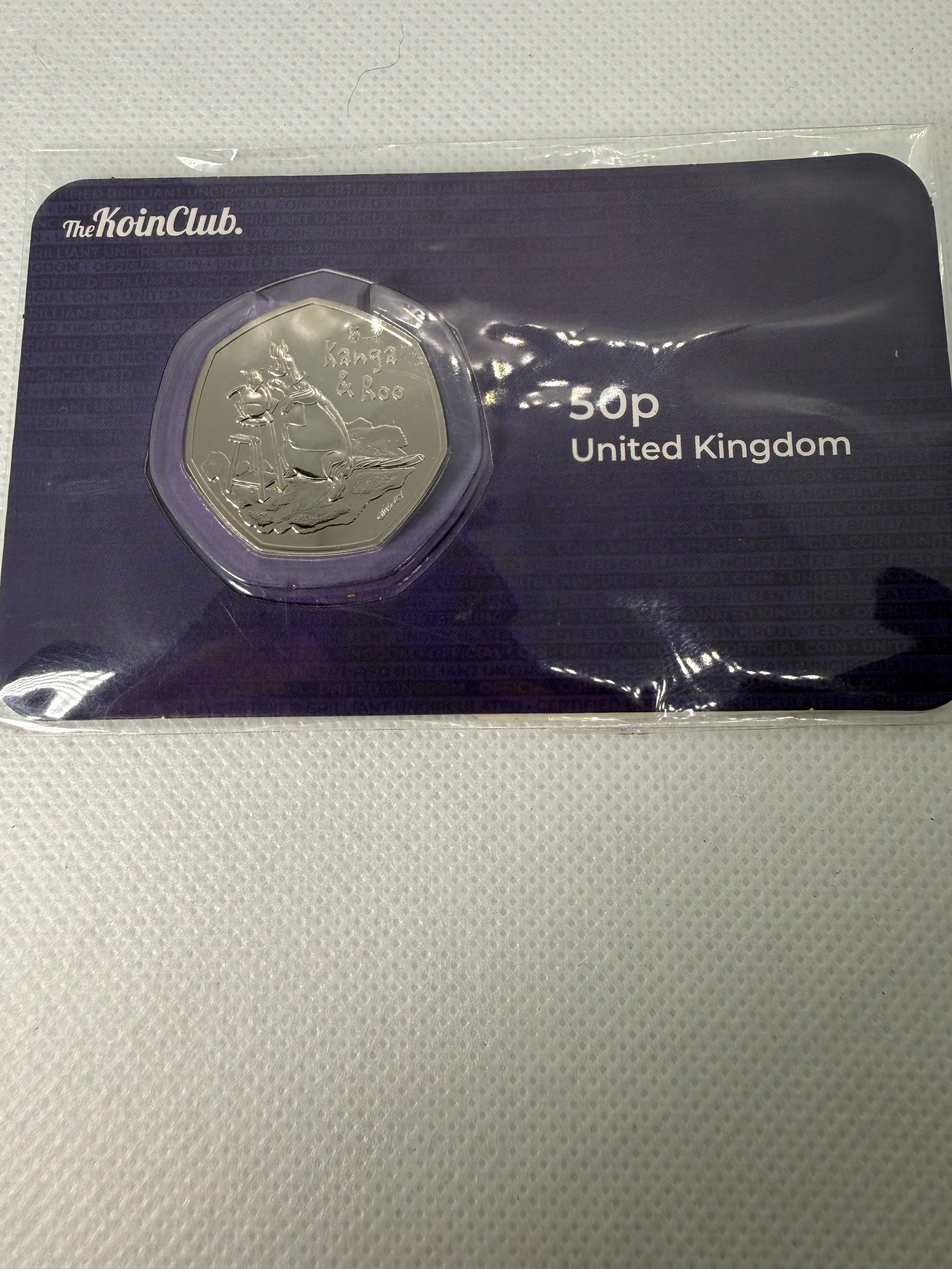 2022 UK kanga and Roo 50p (Winnie Pooh) BUNC Coin on Card