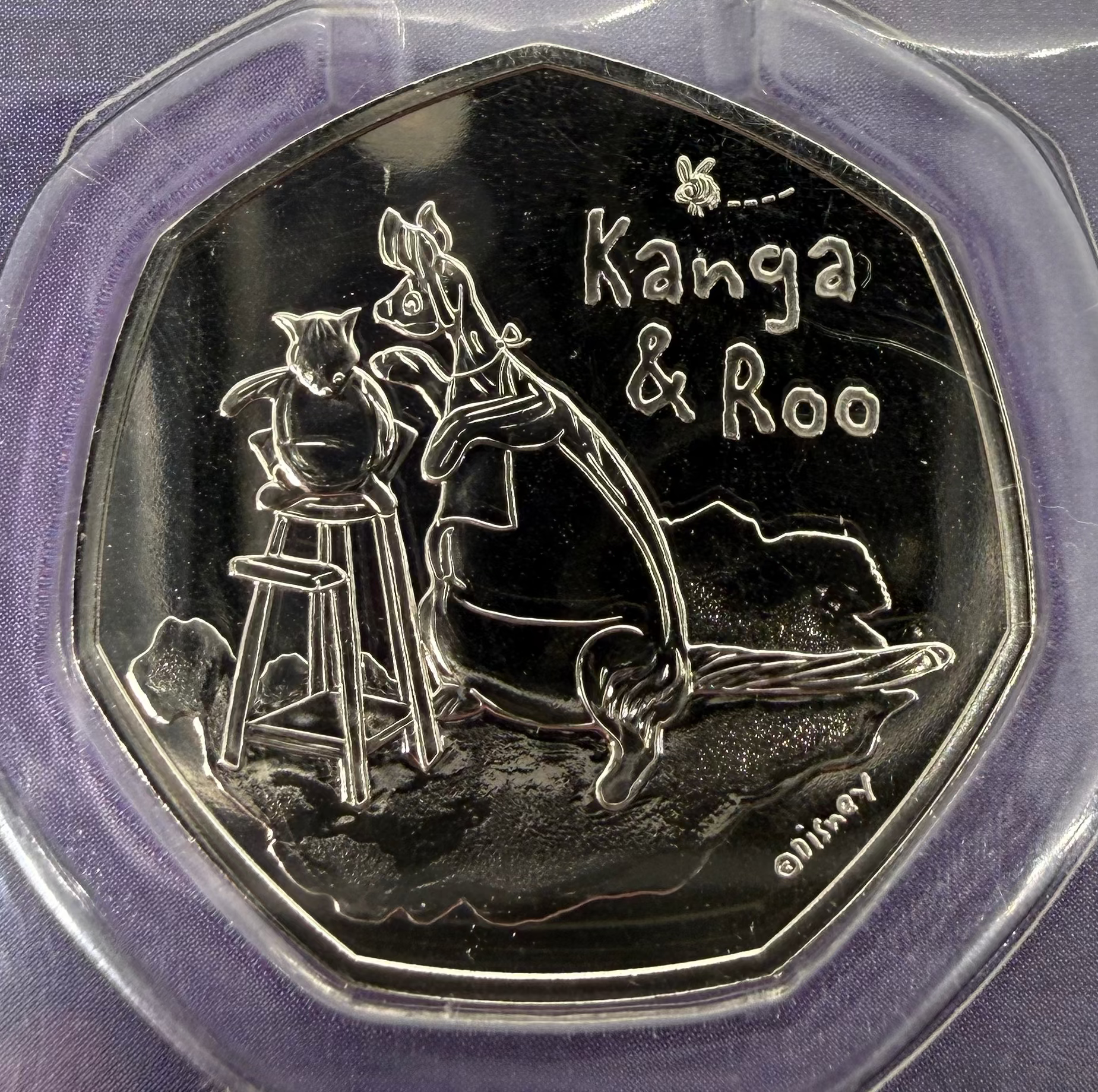 2022 UK kanga and Roo 50p (Winnie Pooh) BUNC Coin on Card
