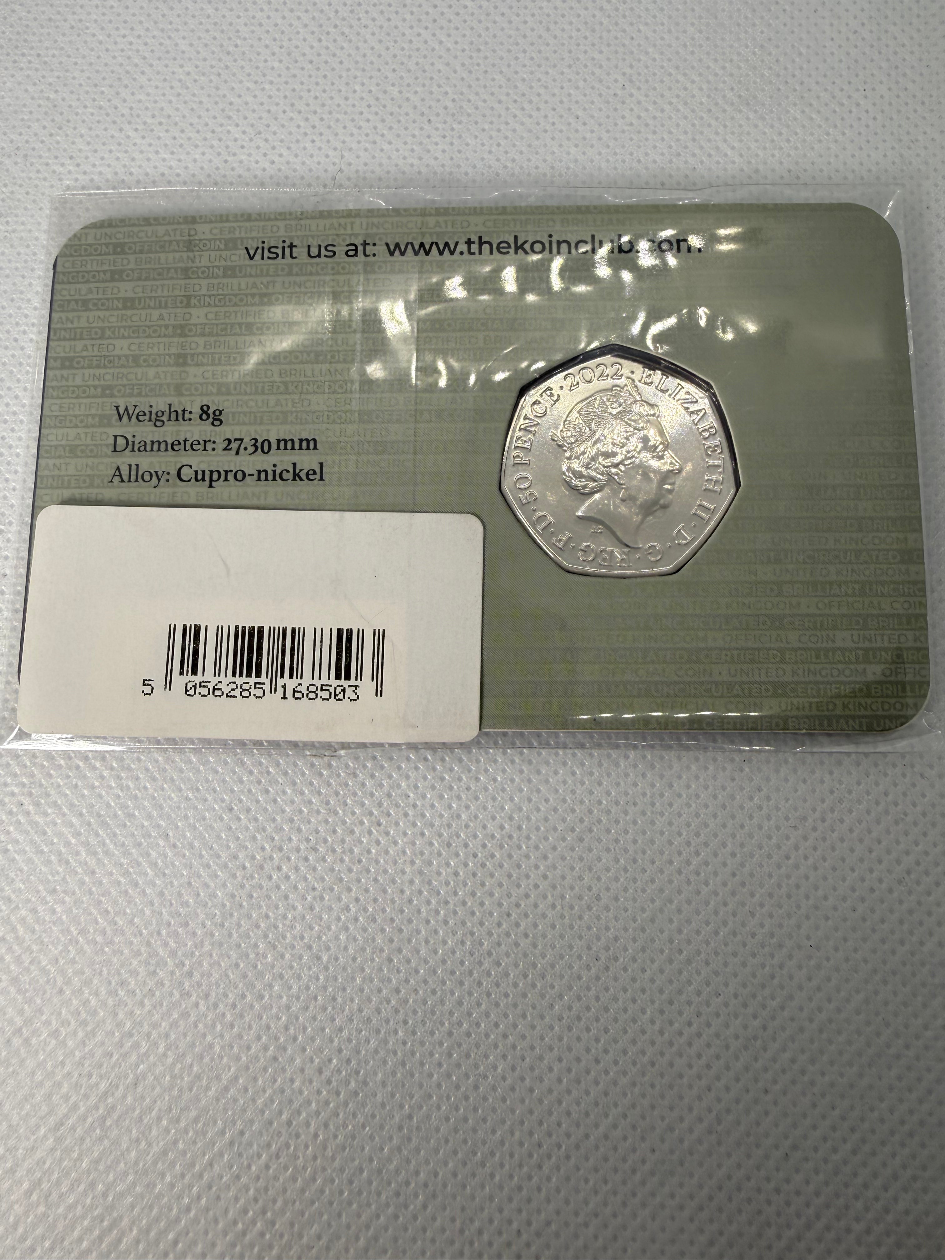 2022 UK kanga and Roo 50p (Winnie Pooh) BUNC Coin on Card