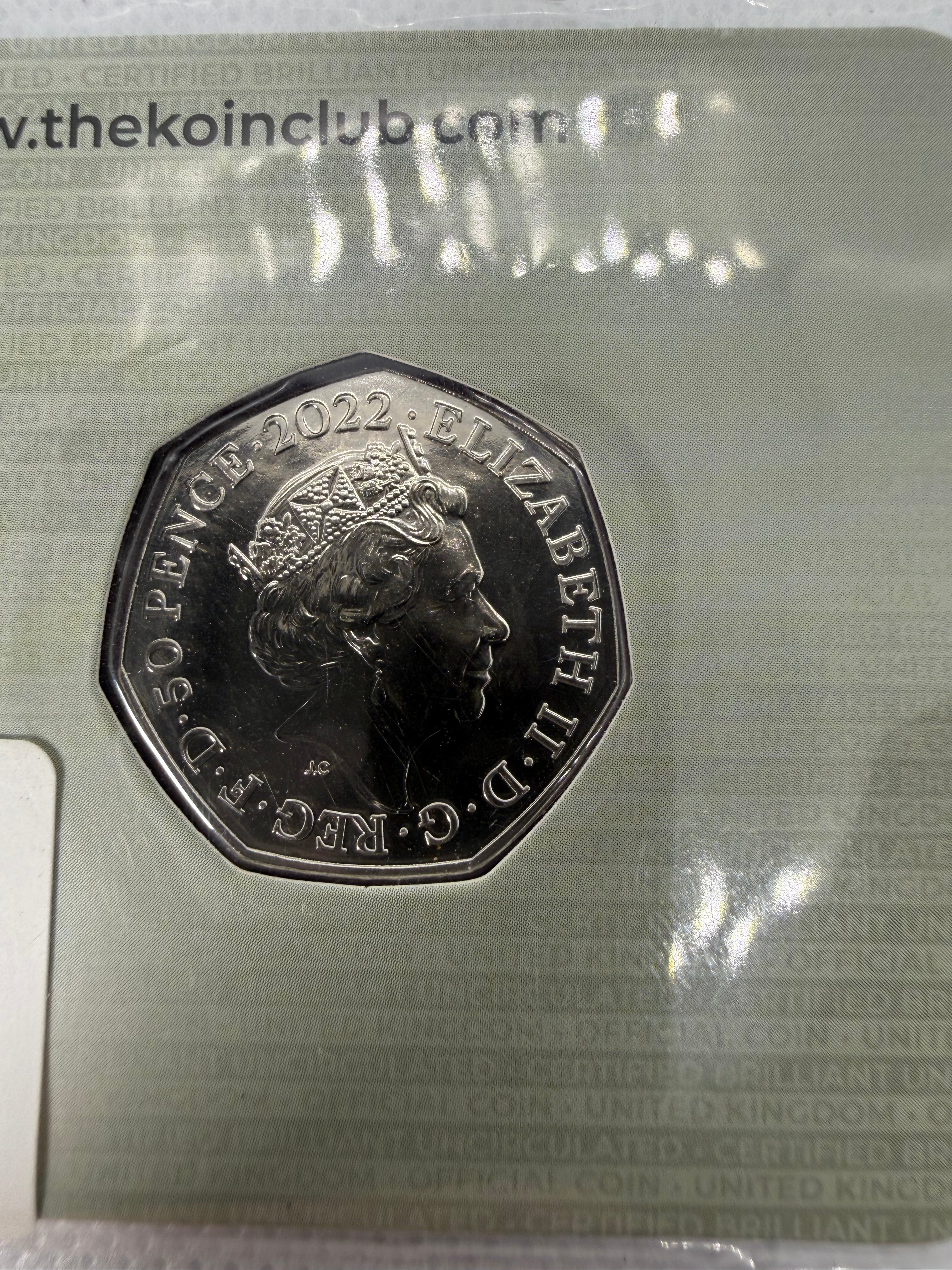 2022 UK kanga and Roo 50p (Winnie Pooh) BUNC Coin on Card