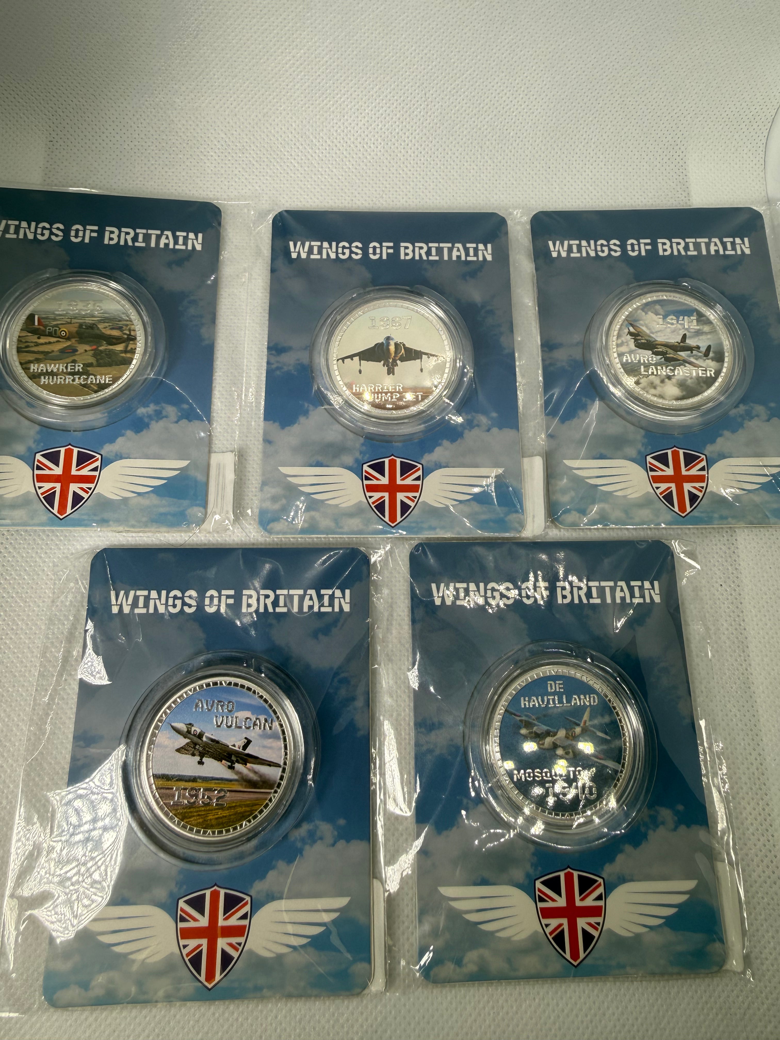Wings of Britain - Silver Plated Collector Tokens with Colourised Picture