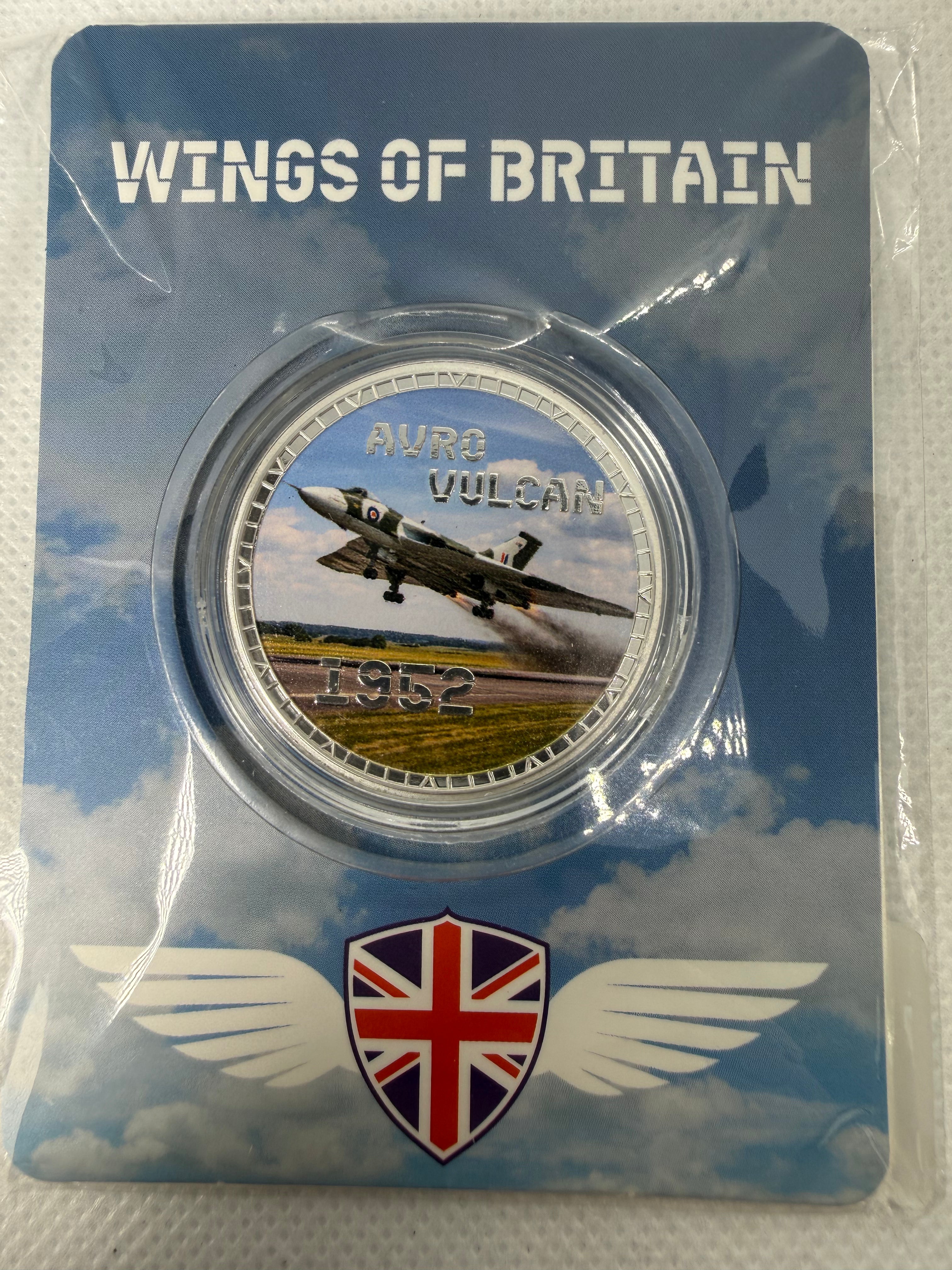 Wings of Britain - Silver Plated Collector Tokens with Colourised Picture