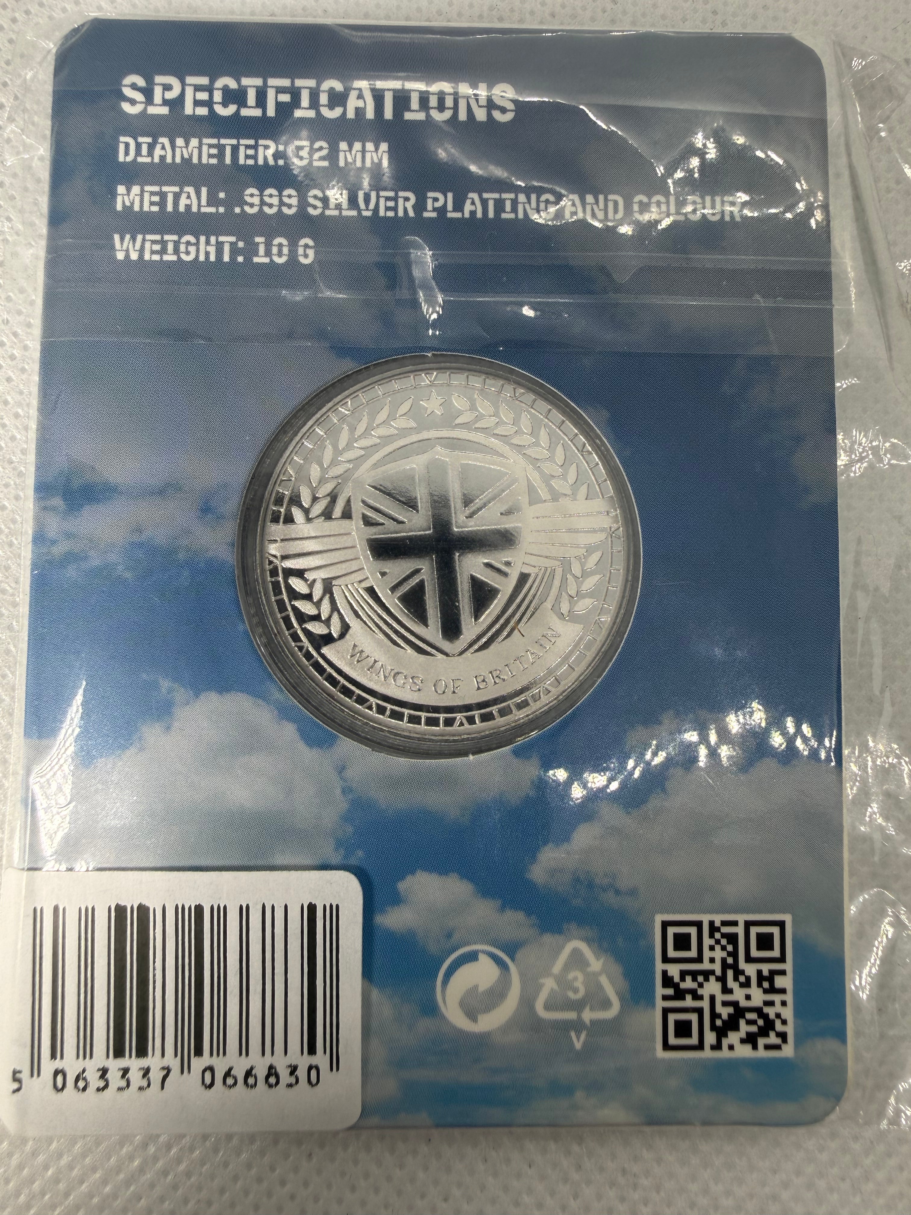 Wings of Britain - Silver Plated Collector Tokens with Colourised Picture