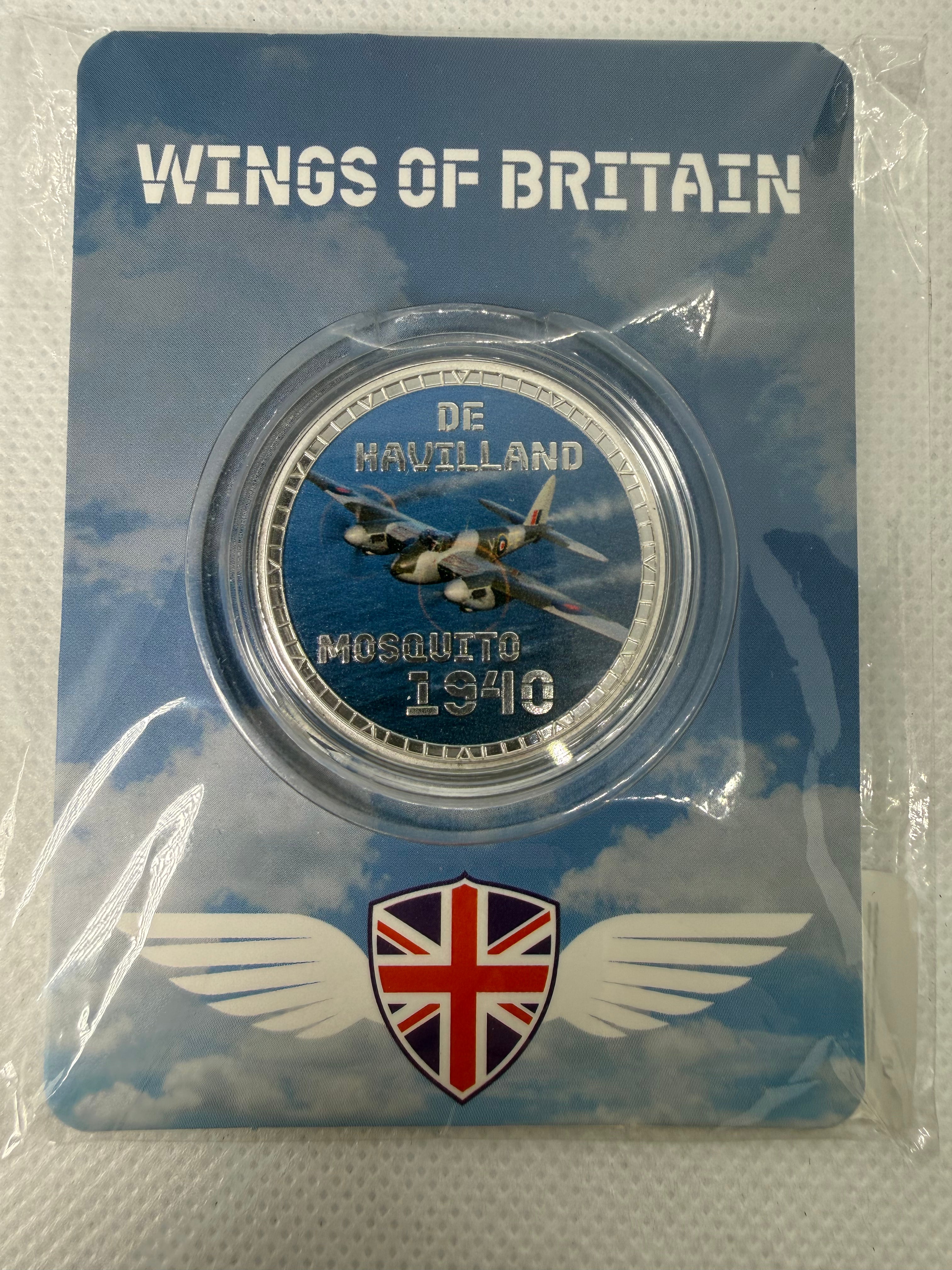 Wings of Britain - Silver Plated Collector Tokens with Colourised Picture