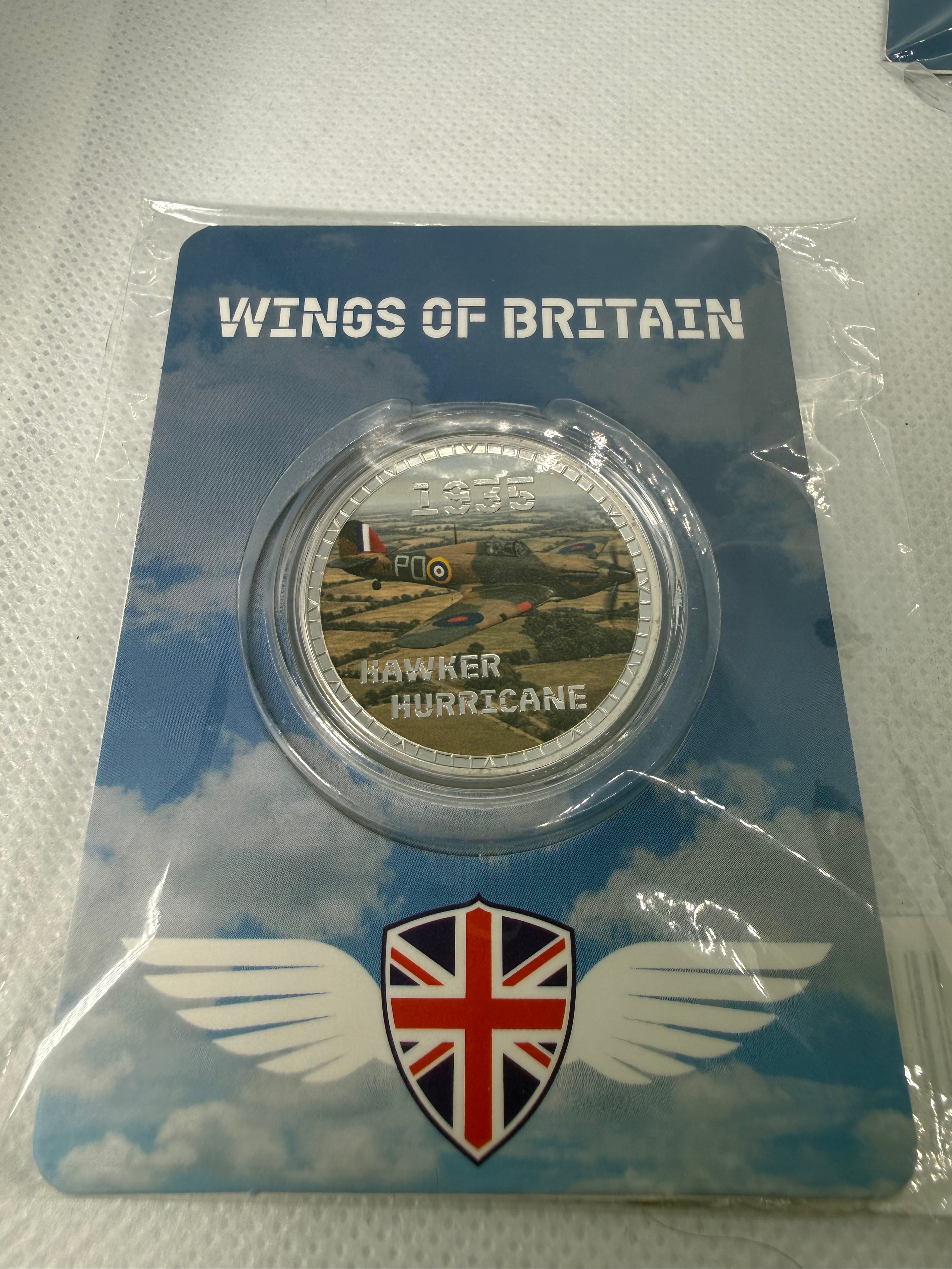 Wings of Britain - Silver Plated Collector Tokens with Colourised Picture