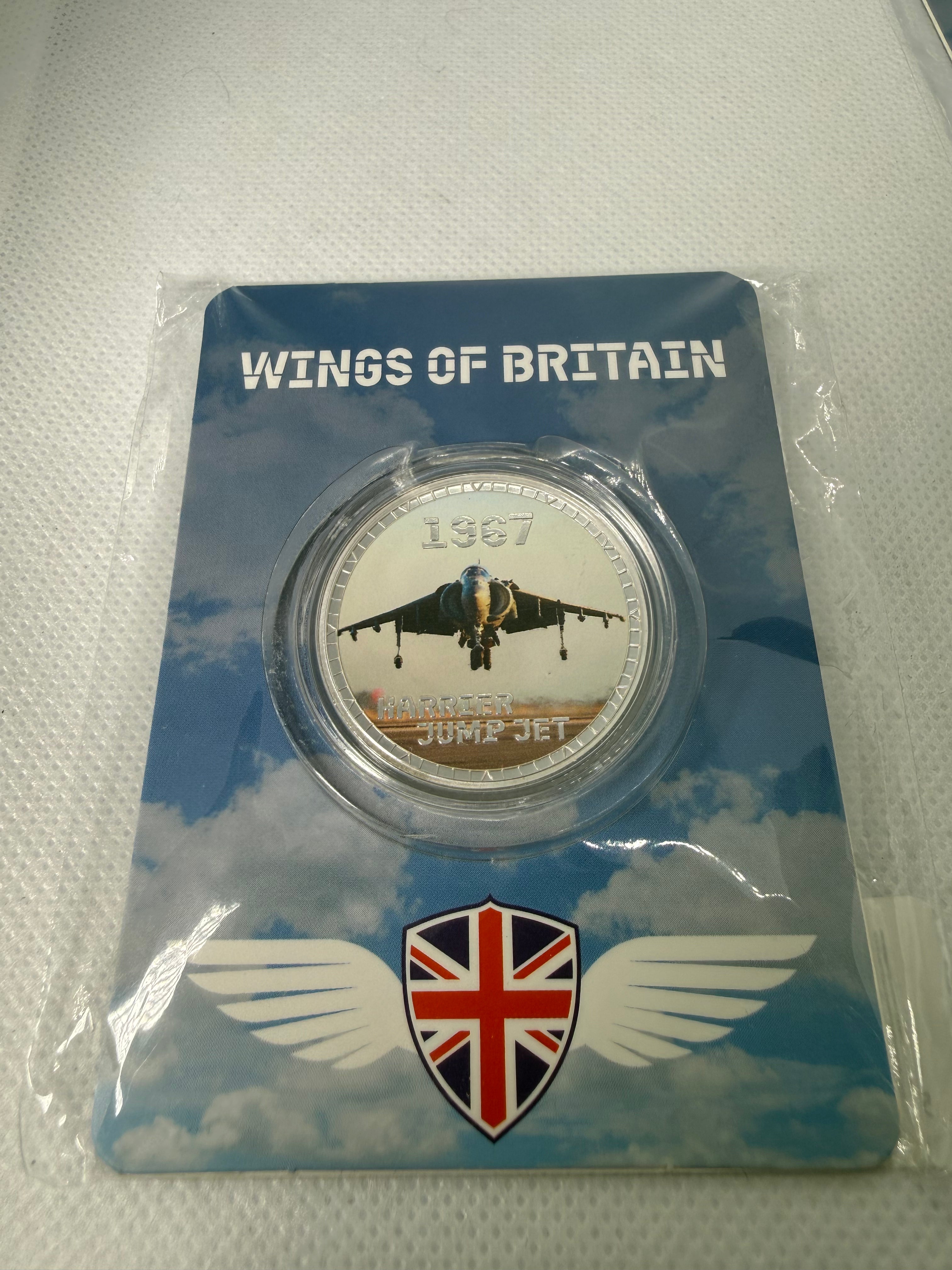 Wings of Britain - Silver Plated Collector Tokens with Colourised Picture