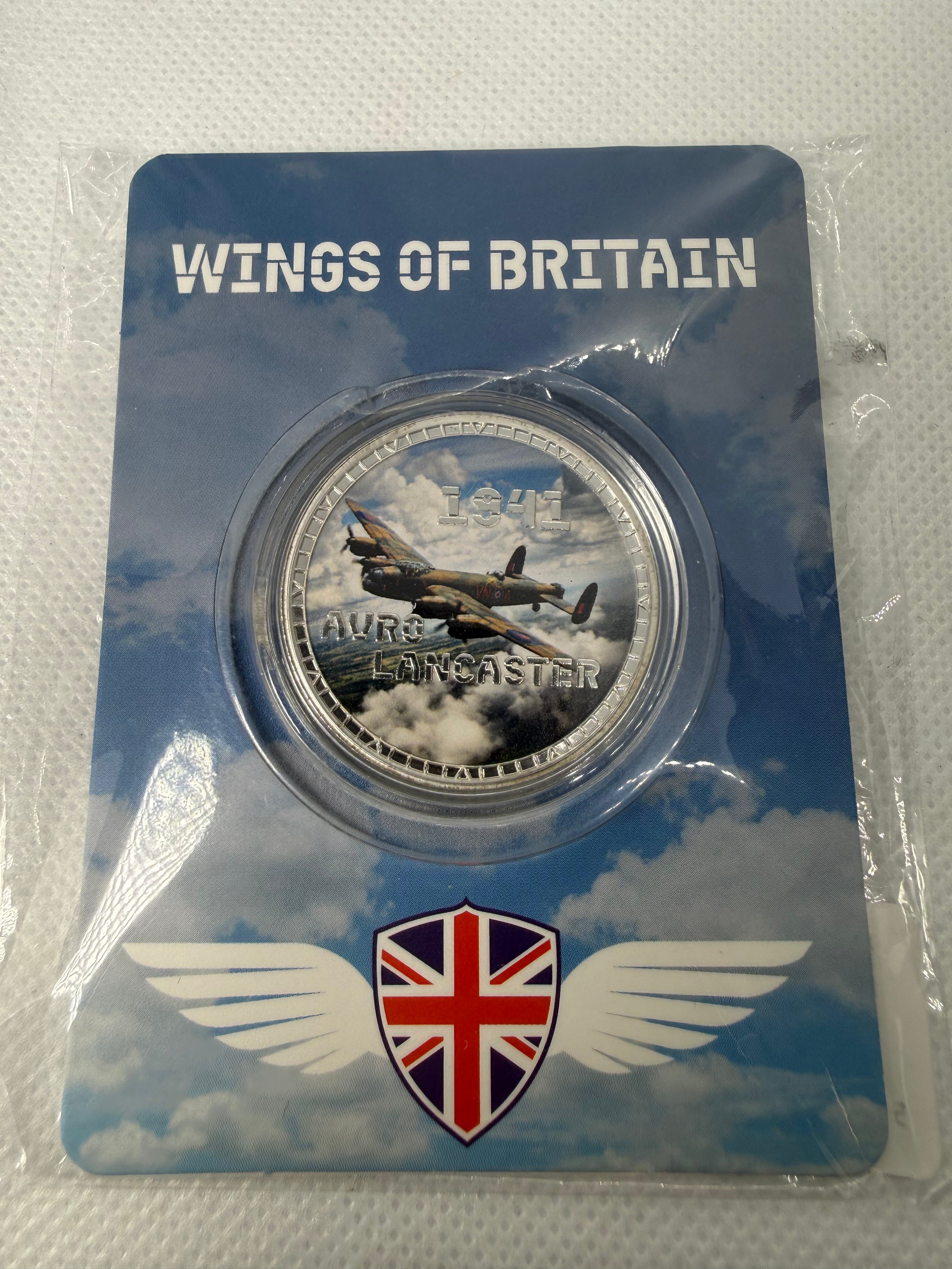 Wings of Britain - Silver Plated Collector Tokens with Colourised Picture