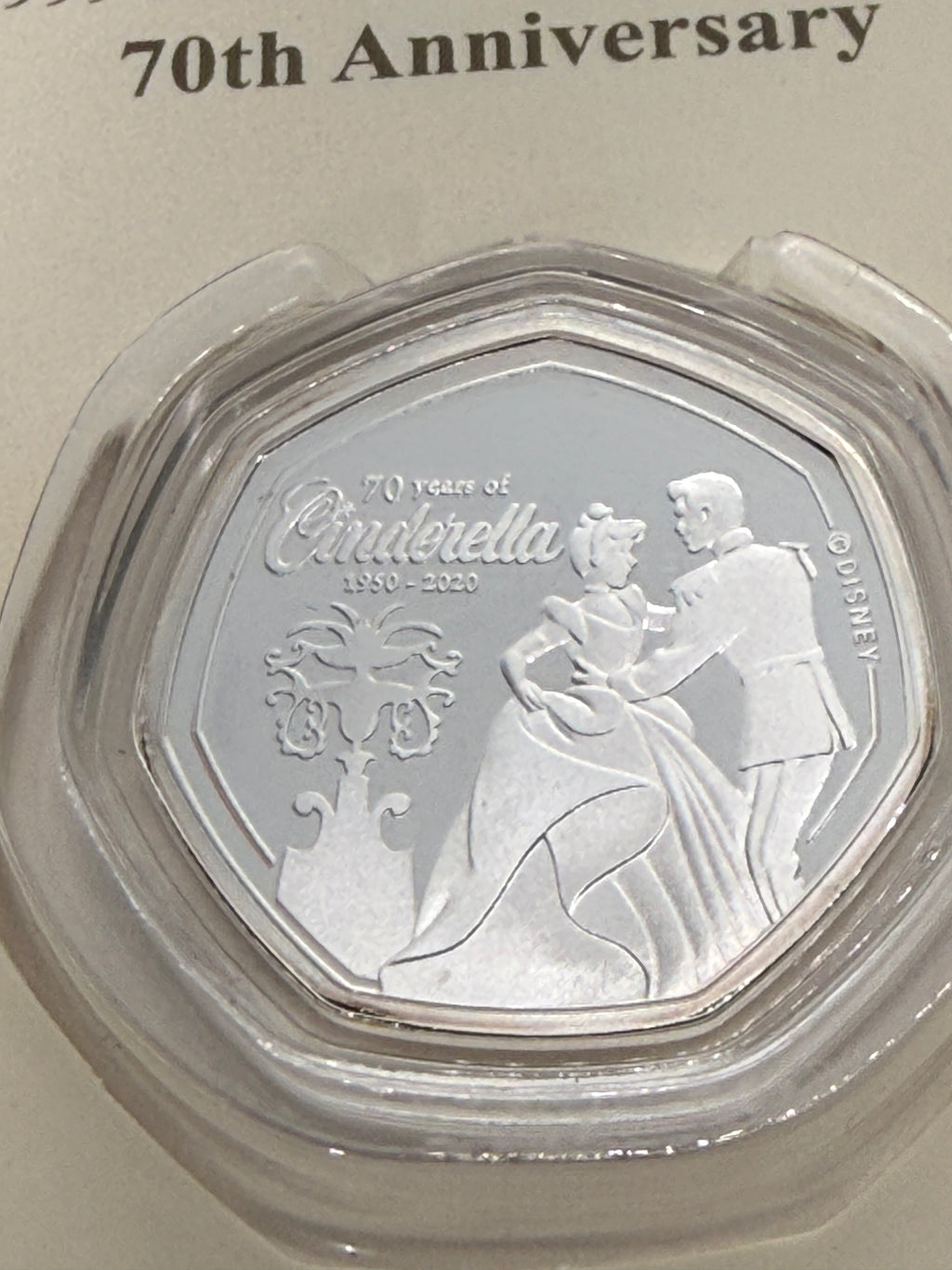 Special Edition Disney Cinderella 999 Silver Plated 50p Coin 70th Anniversary 2020