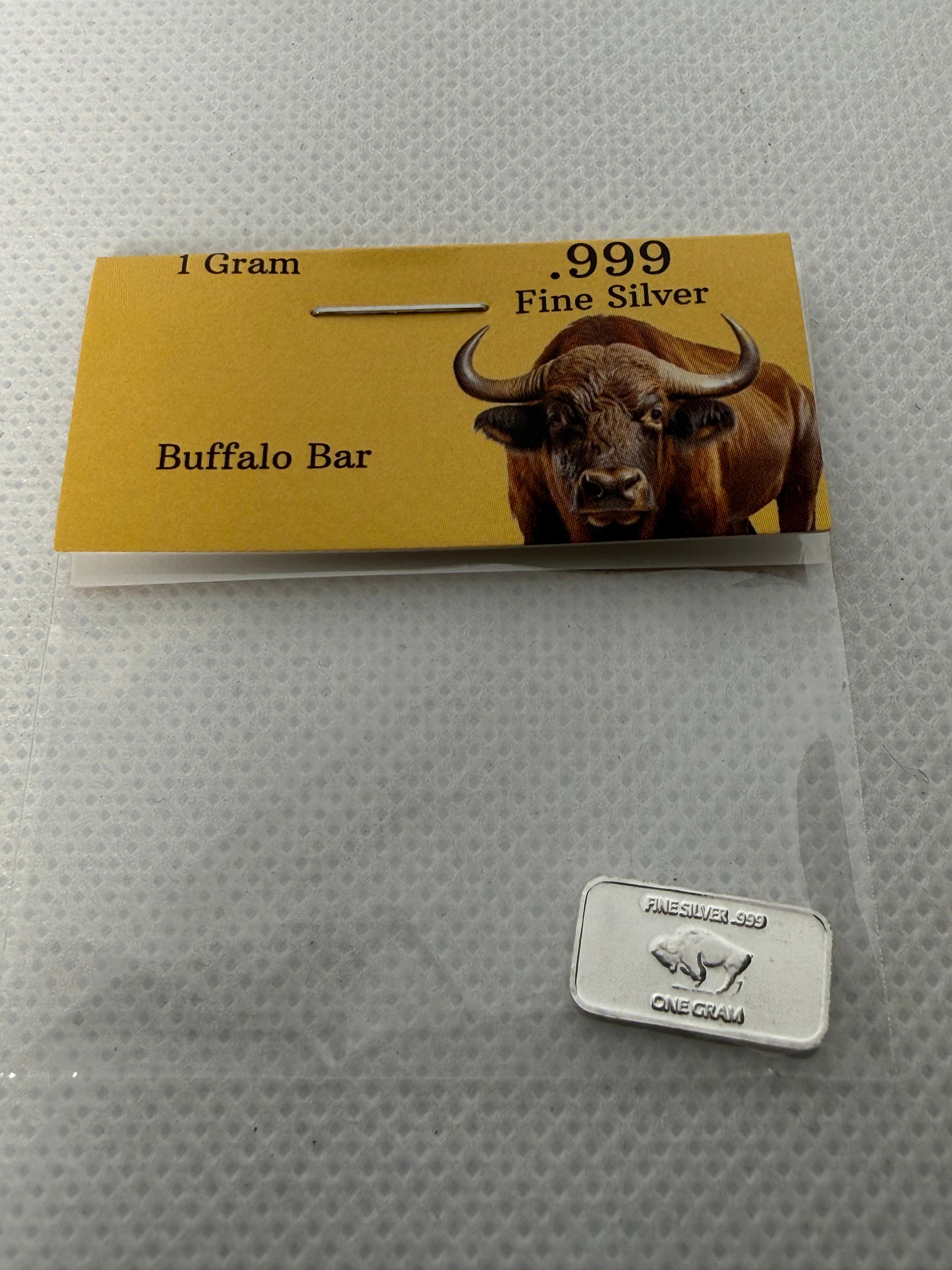 PSC 1 Gram 999 Fine Silver Buffalo Bar in Packaging S