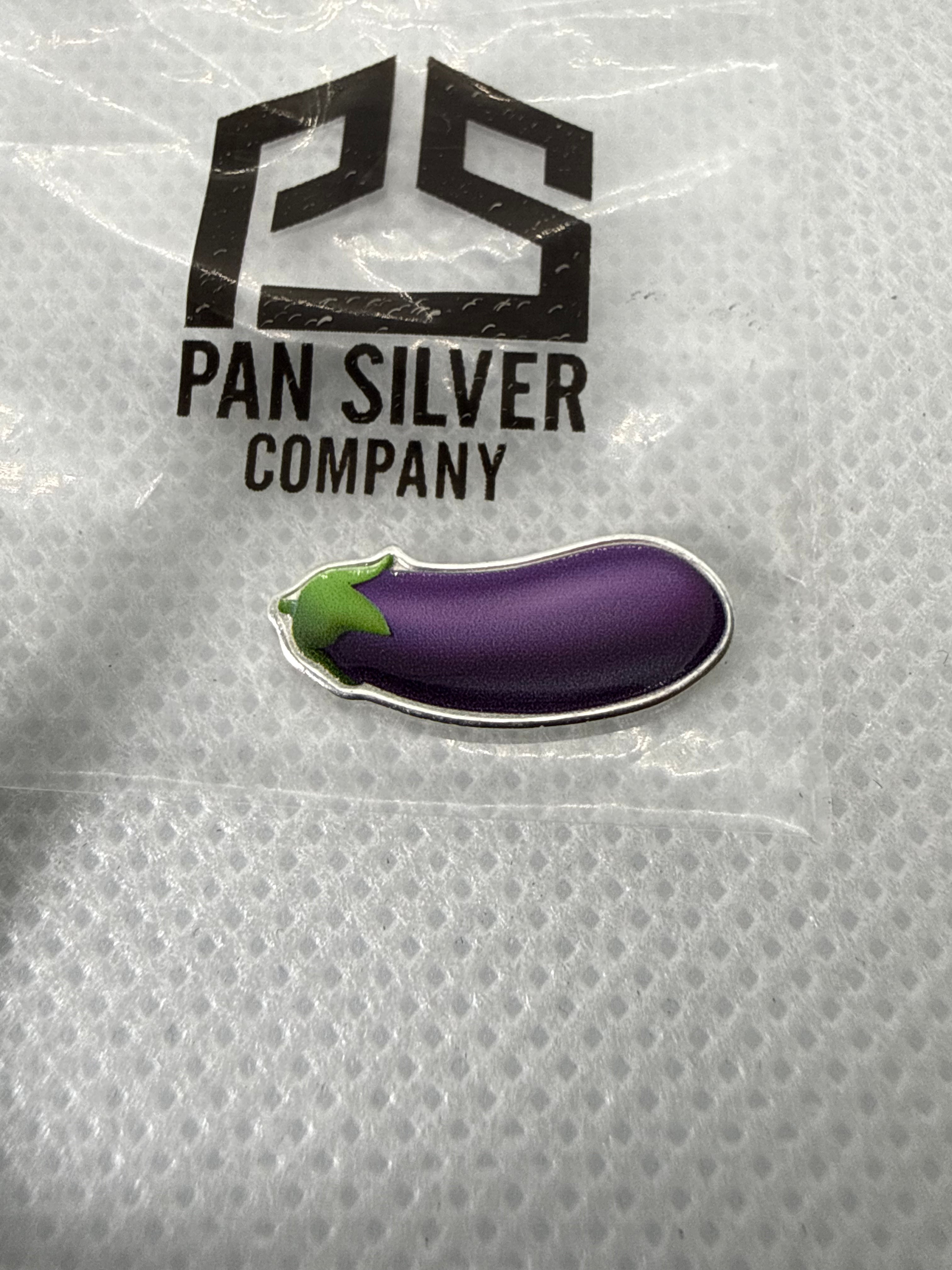 Eggplant / Aubergine Emoji 1 Gram 999 Silver with Colour PSC