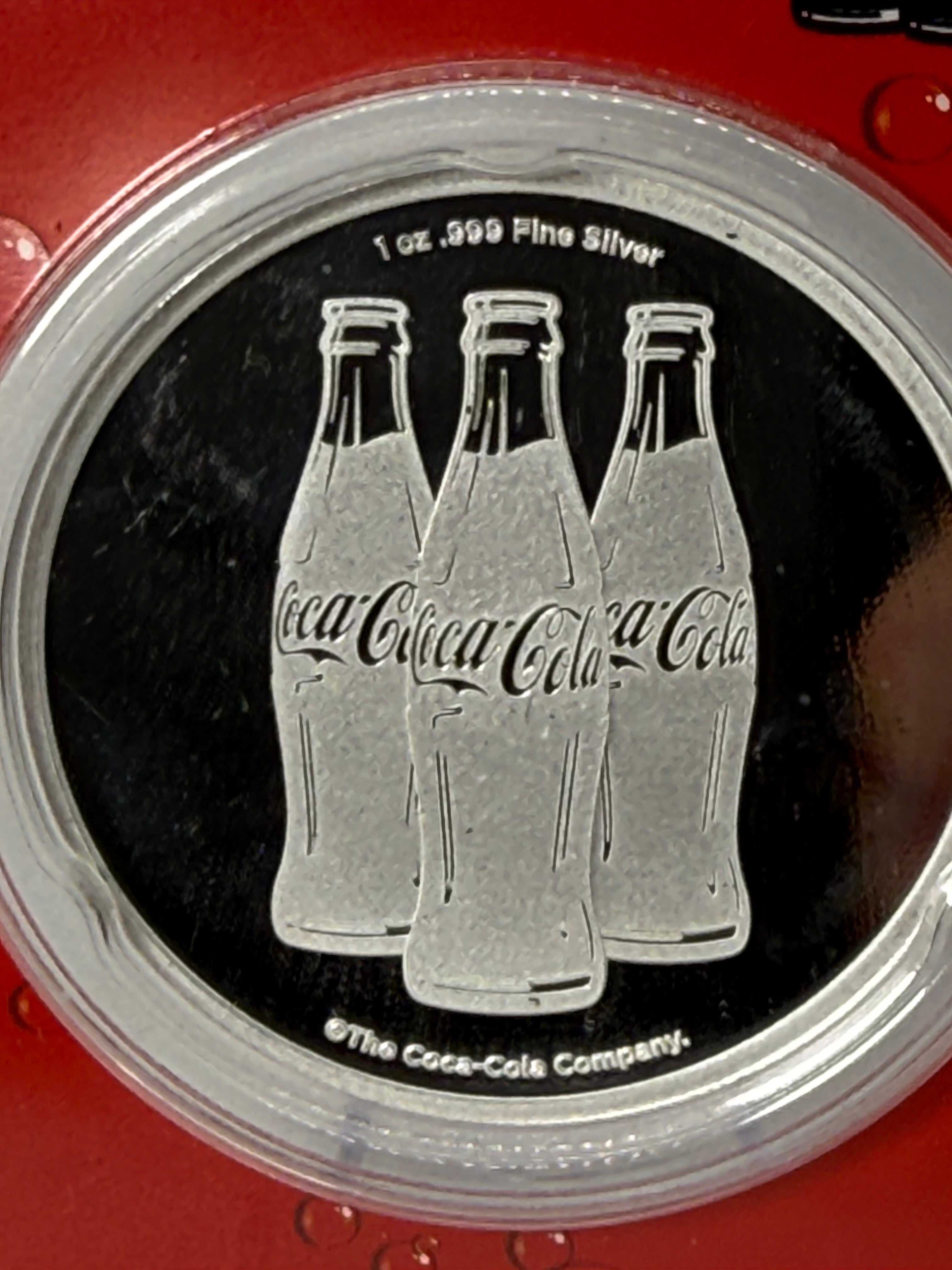 APMEX 1 Troy Oz Fine .999 Silver Coca-Cola Round in TEP