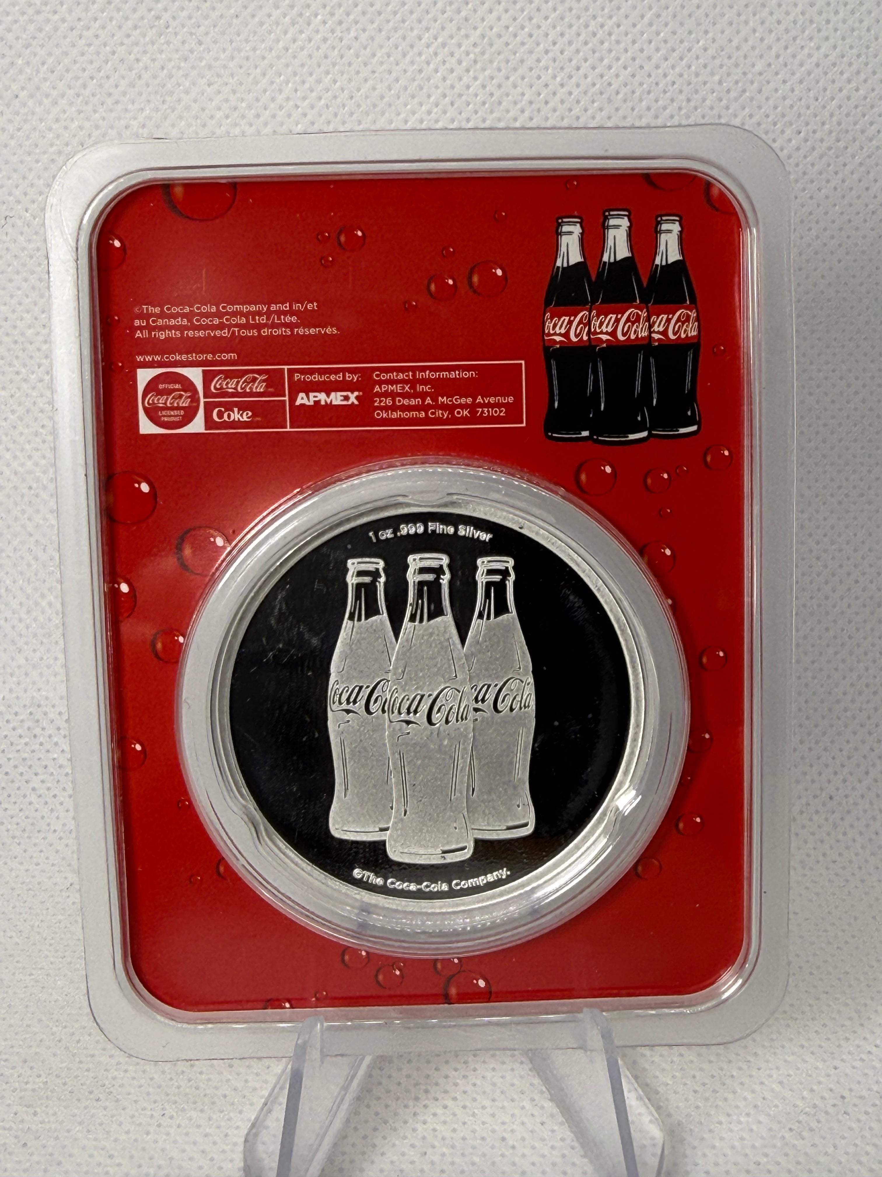 APMEX 1 Troy Oz Fine .999 Silver Coca-Cola Round in TEP
