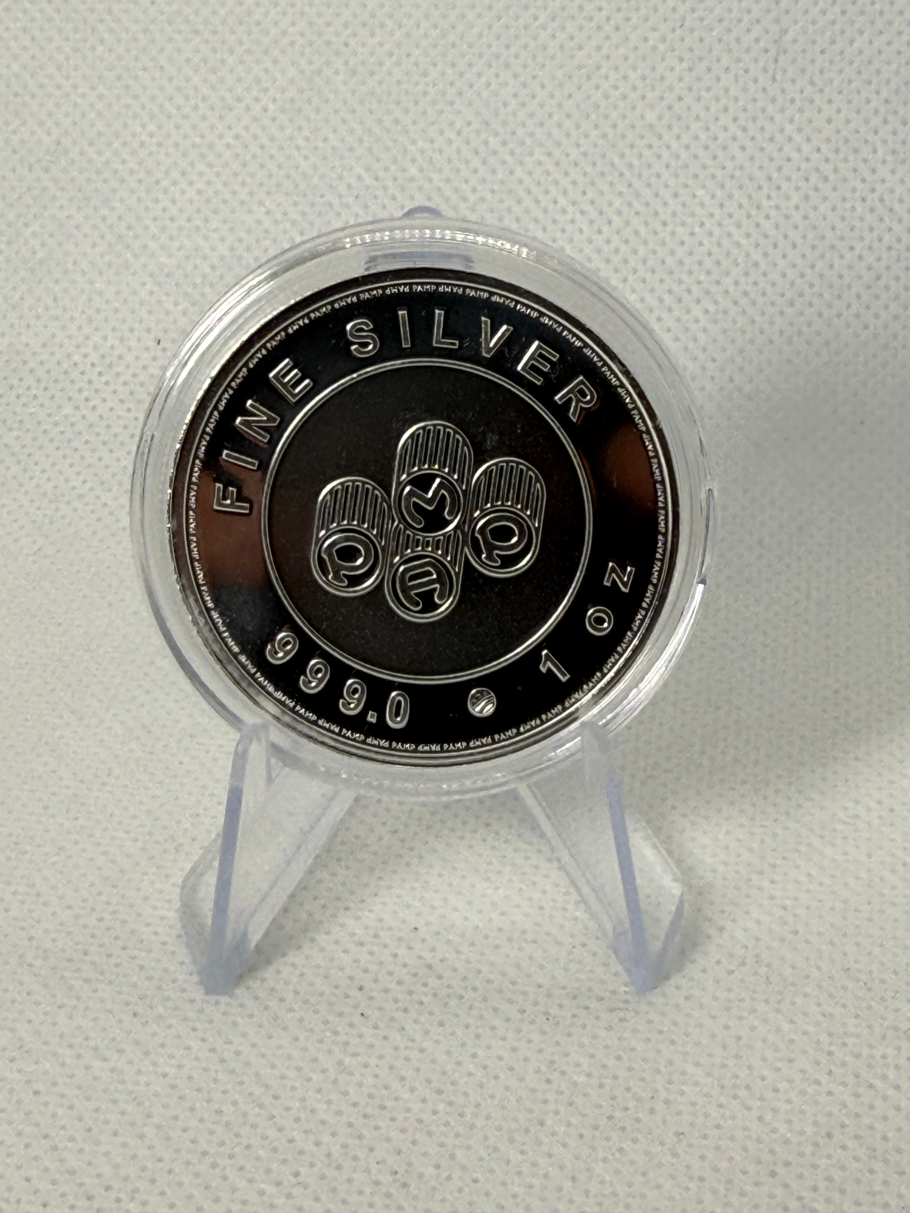 PAMP 1 Troy Oz Fine .999 Silver round in Capsule