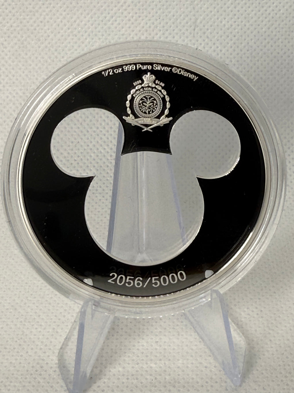 Agoro Mickey Mouse Iconic Silhouettes 1/2 Troy Oz Fine 999 Silver Coin in Presentation Box
