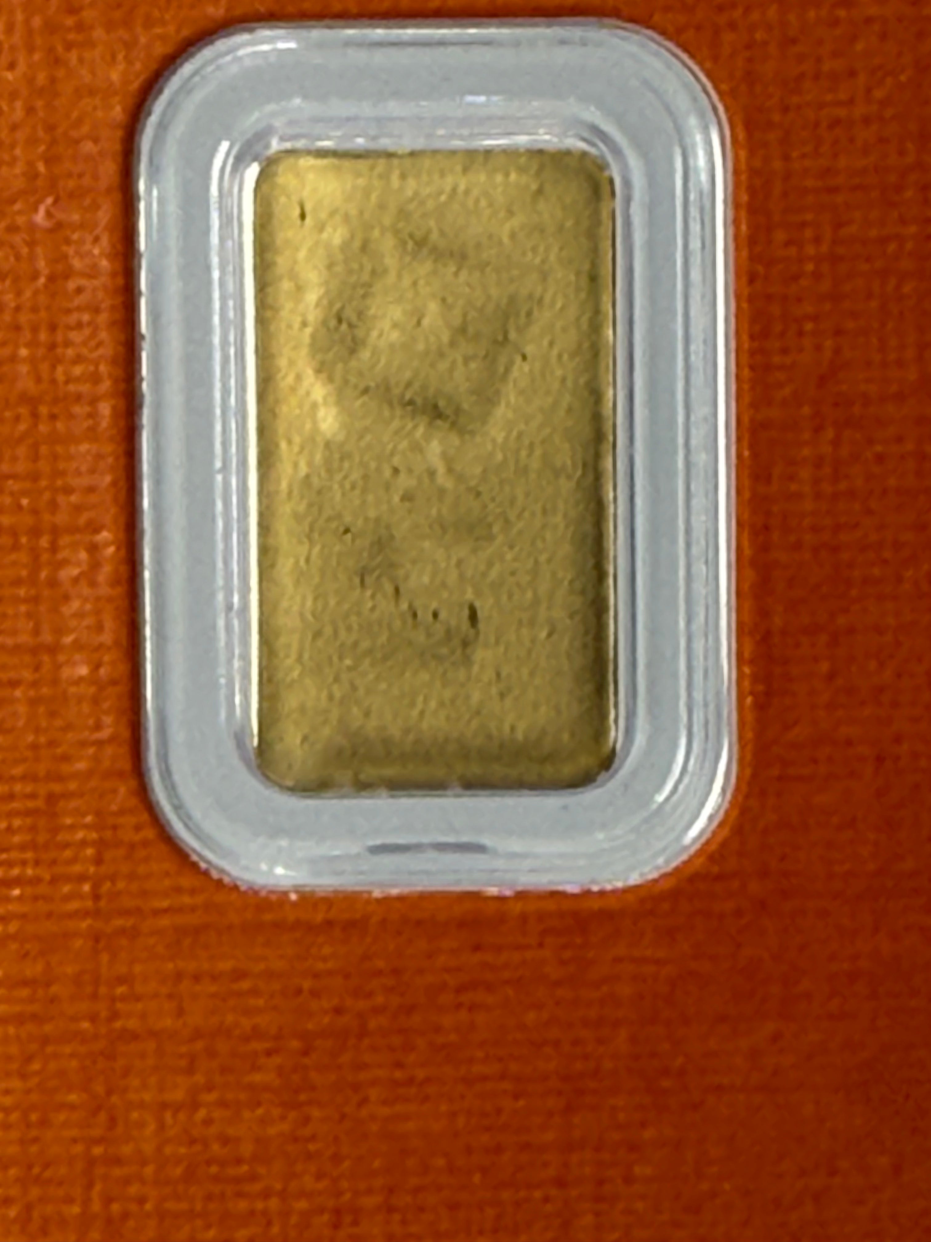 Valcambi Suisse 0.5 Gram Fine 999 Gold Bar in Assay