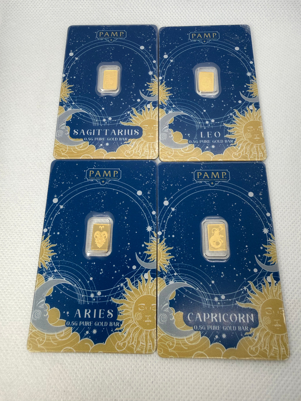 PAMP Suisse Zodiac - Various Bars - 0.5 Gram Fine 999.9 Gold in Assay Card
