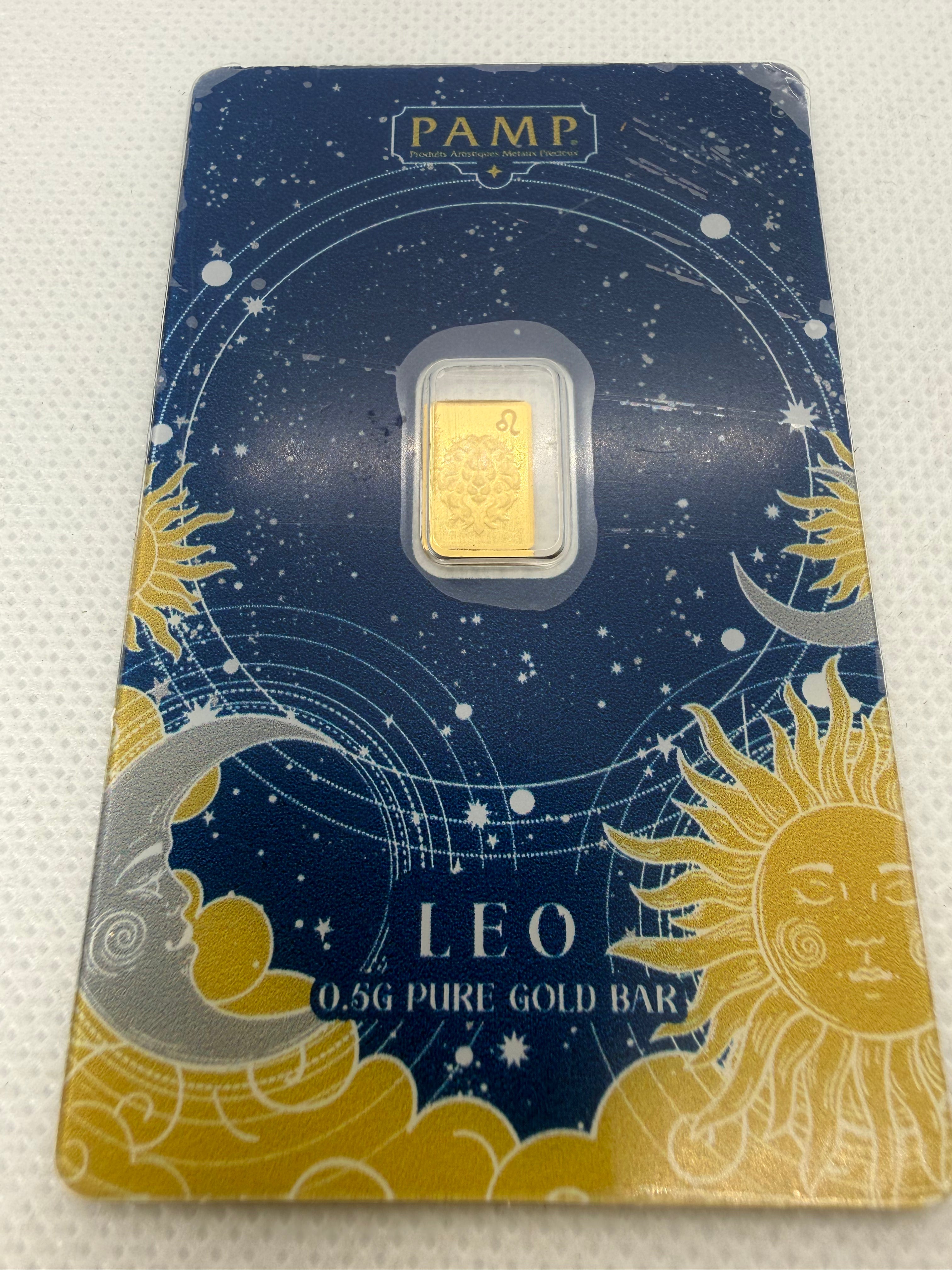 PAMP Suisse Zodiac - Various Bars - 0.5 Gram Fine 999.9 Gold in Assay Card