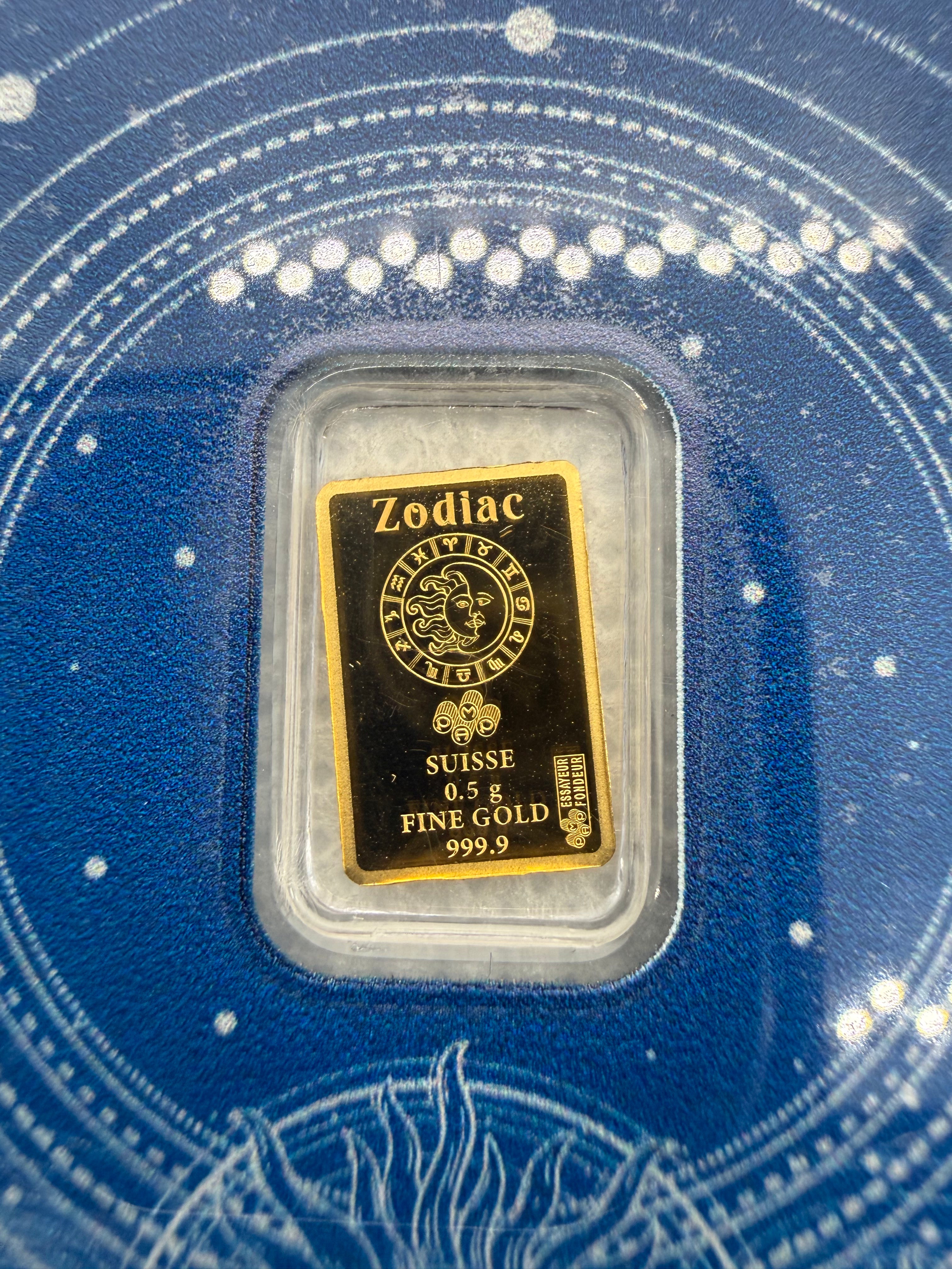 PAMP Suisse Zodiac - Various Bars - 0.5 Gram Fine 999.9 Gold in Assay Card