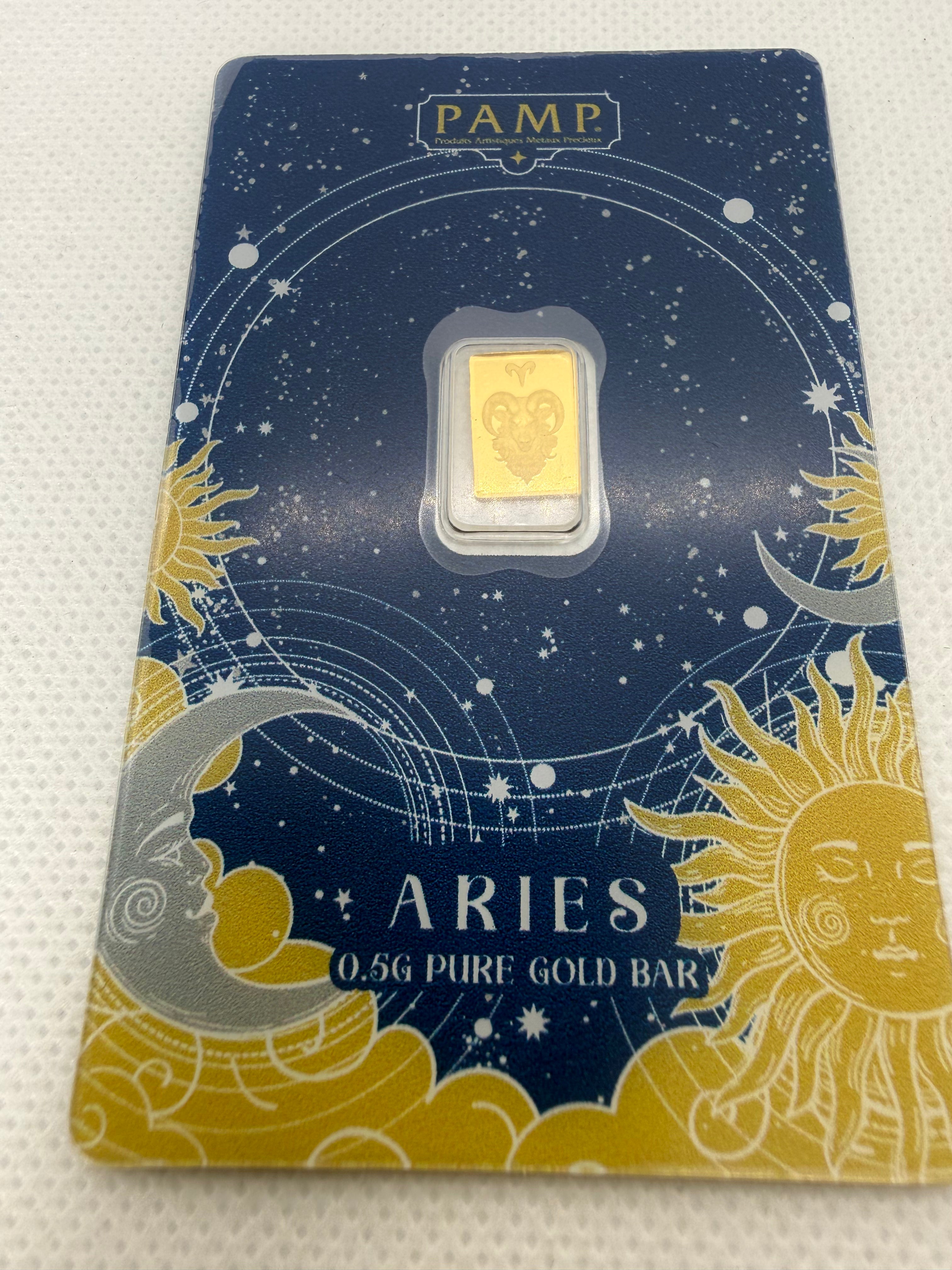 PAMP Suisse Zodiac - Various Bars - 0.5 Gram Fine 999.9 Gold in Assay Card