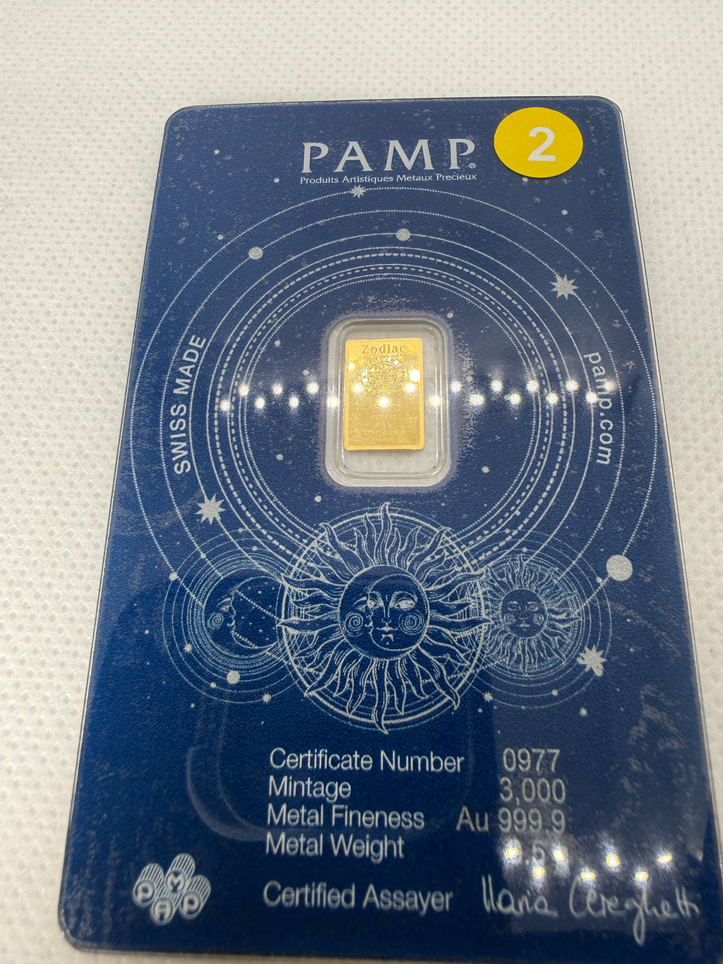 PAMP Suisse Zodiac - Various Bars - 0.5 Gram Fine 999.9 Gold in Assay Card