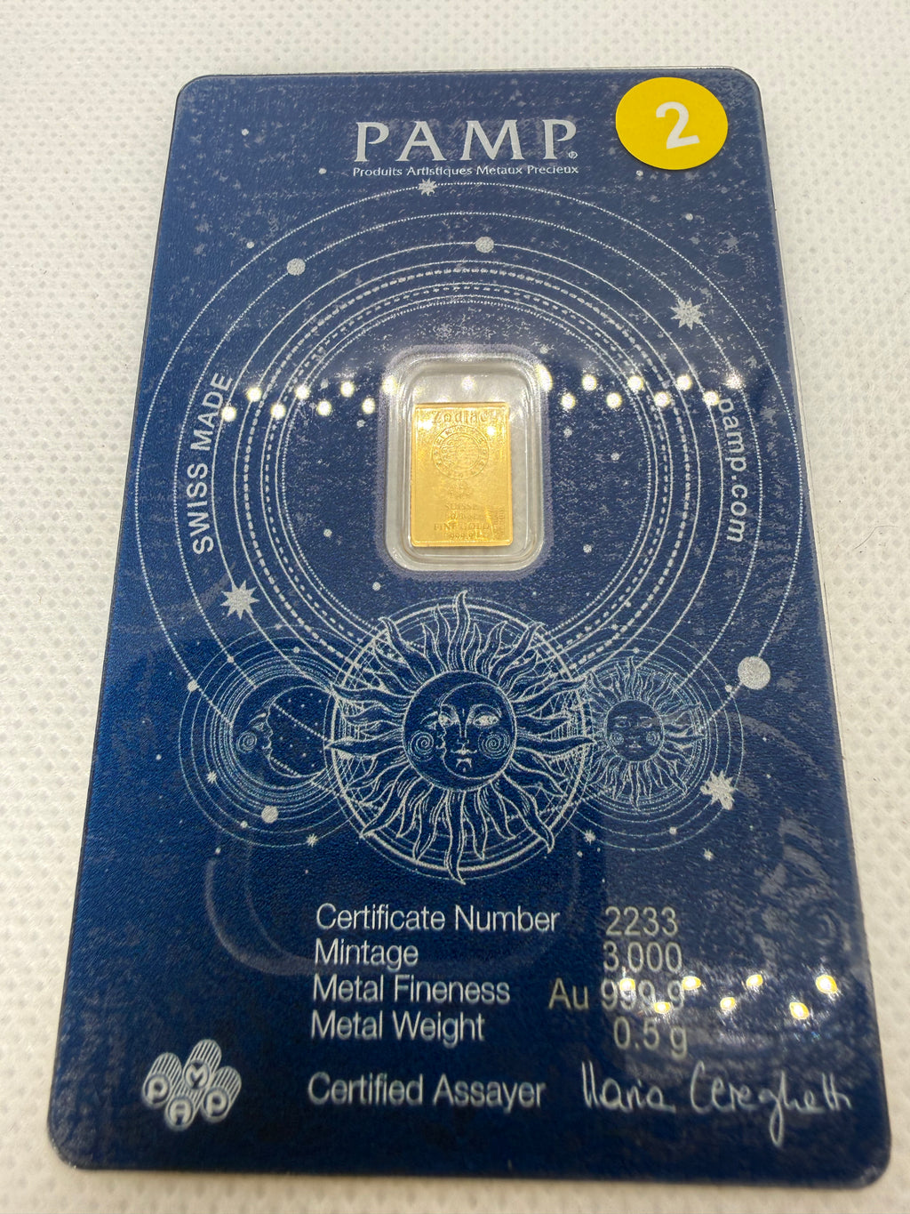 PAMP Suisse Zodiac - Various Bars - 0.5 Gram Fine 999.9 Gold in Assay Card