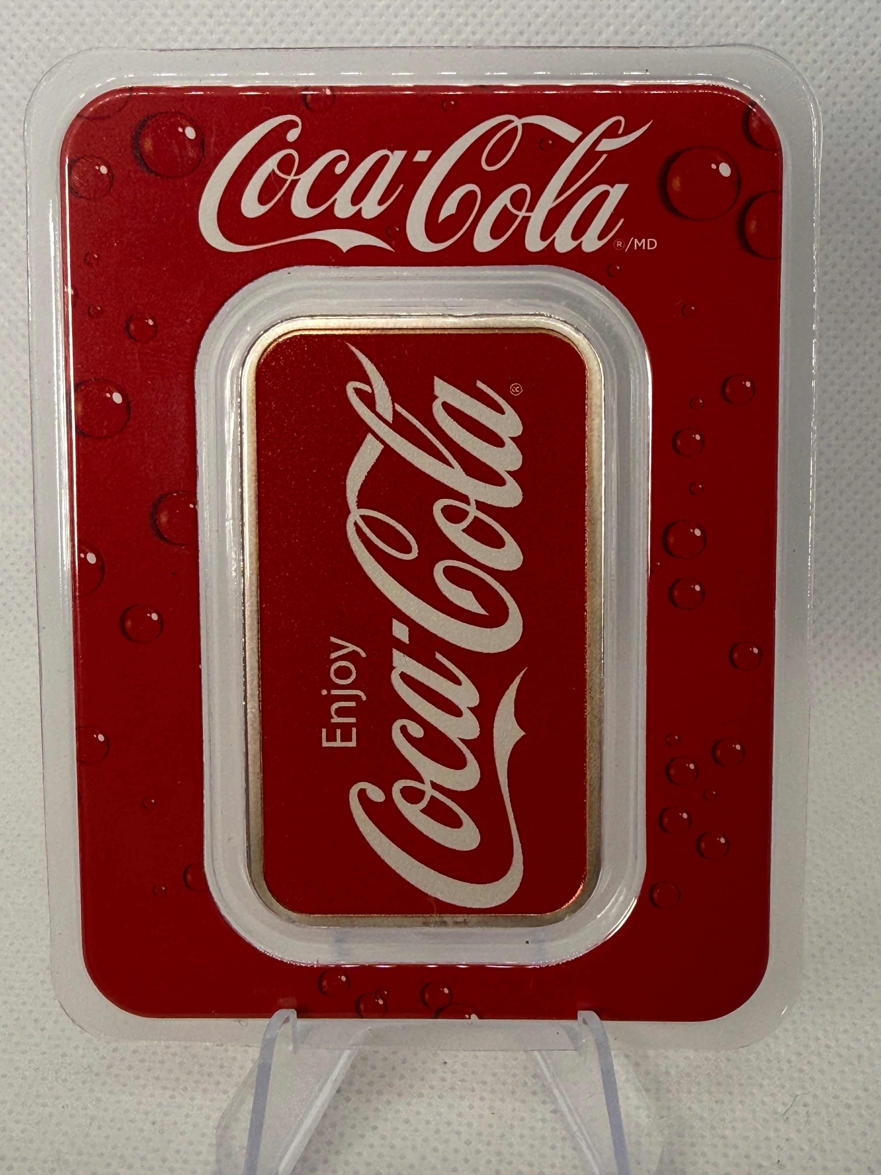 Coca-Cola Coke 1 oz Colourised 999 Silver Bar in TEP