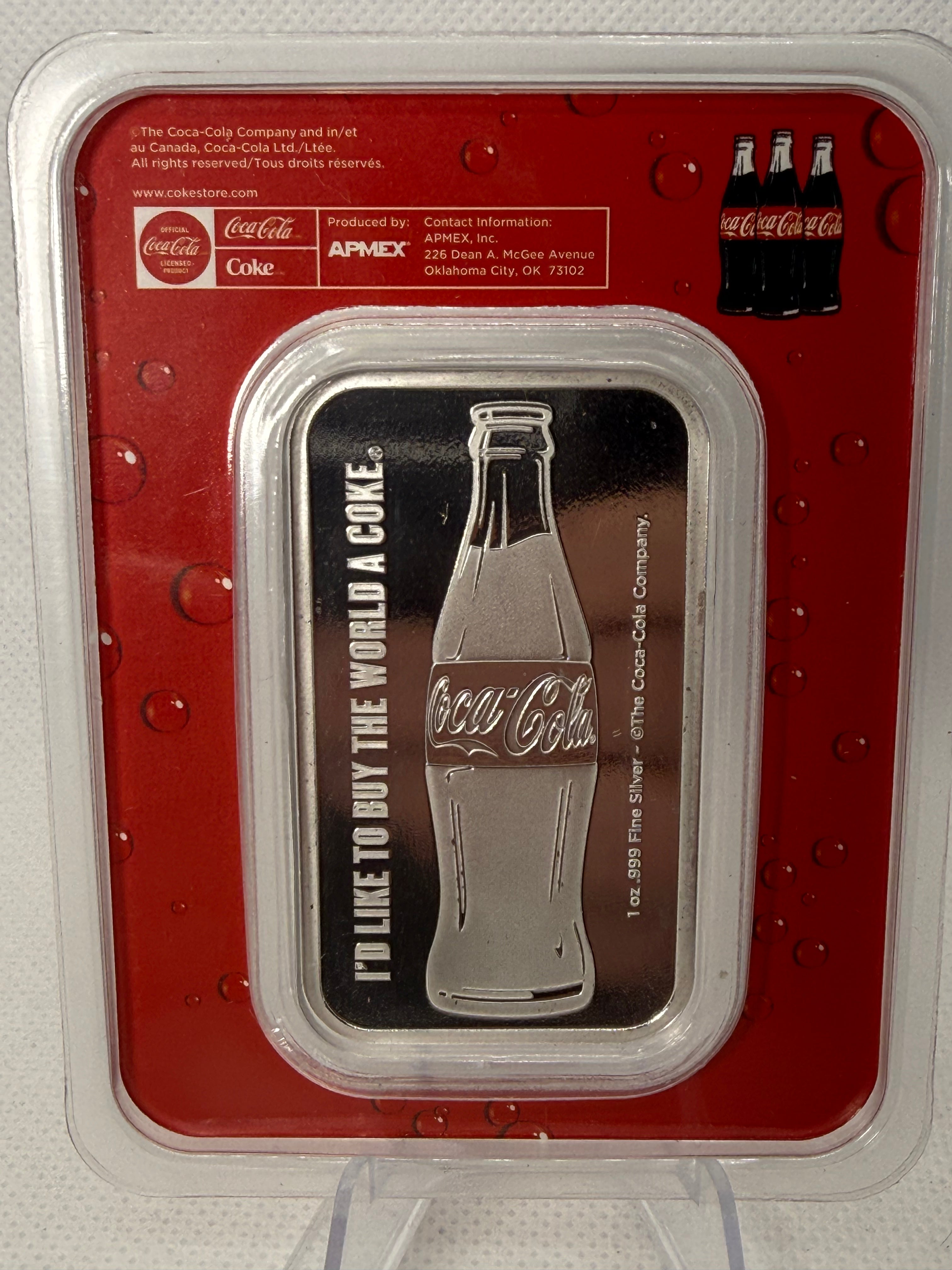 Coca-Cola Coke 1 oz Colourised 999 Silver Bar in TEP