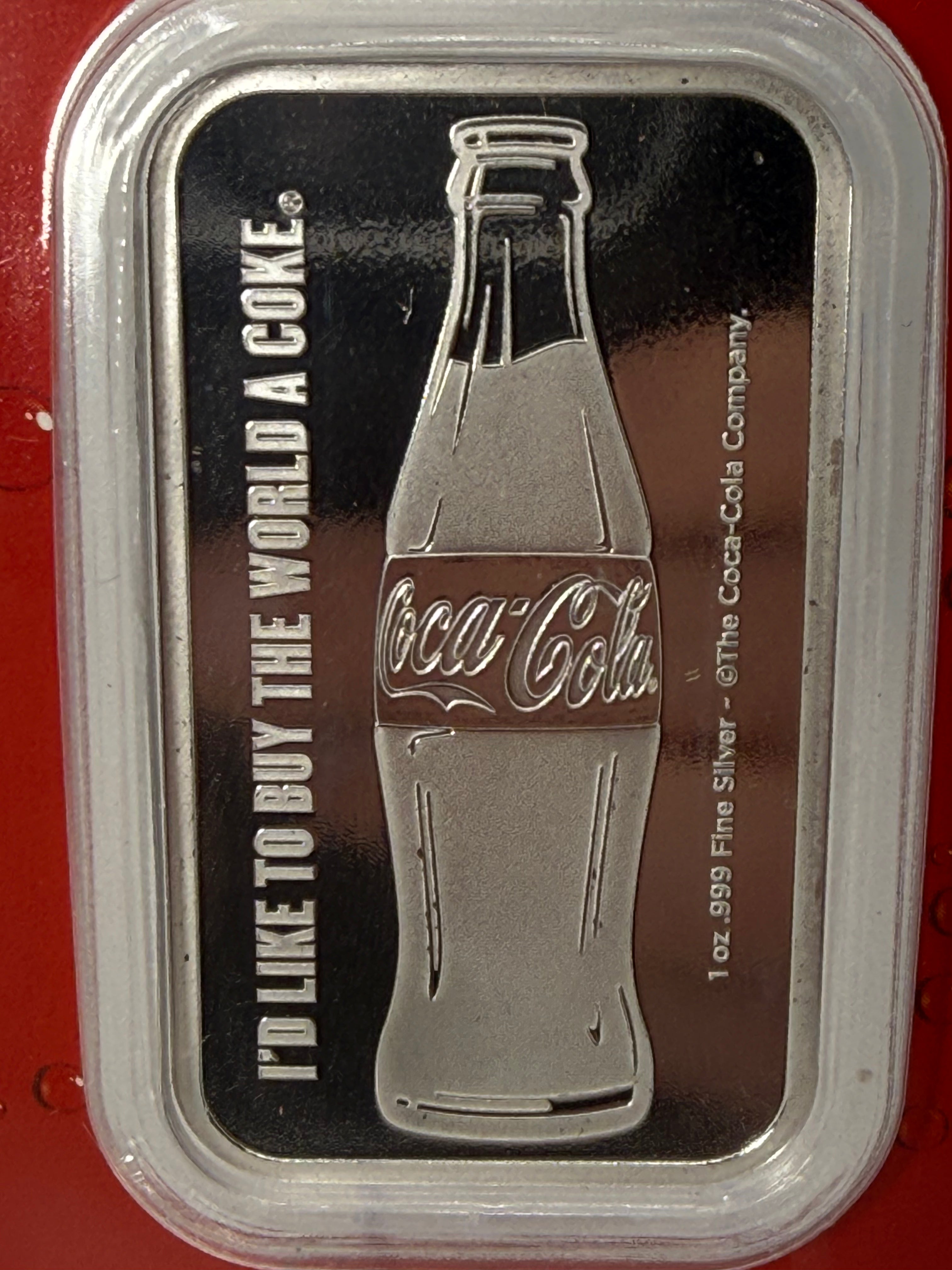 Coca-Cola Coke 1 oz Colourised 999 Silver Bar in TEP