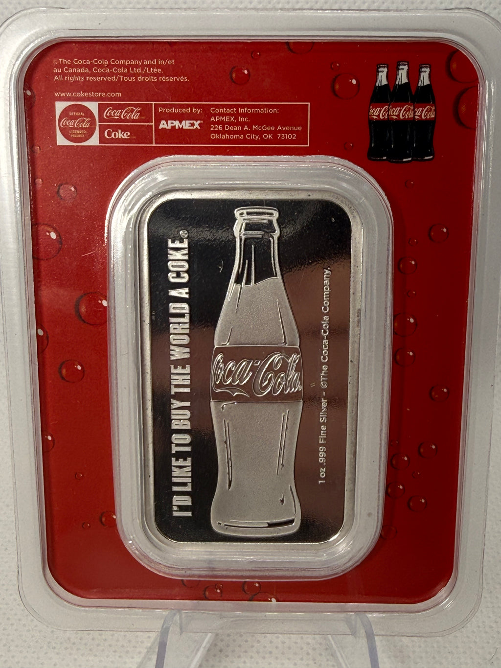 Coca-Cola Coke 1 oz Colourised 999 Silver Bar in TEP
