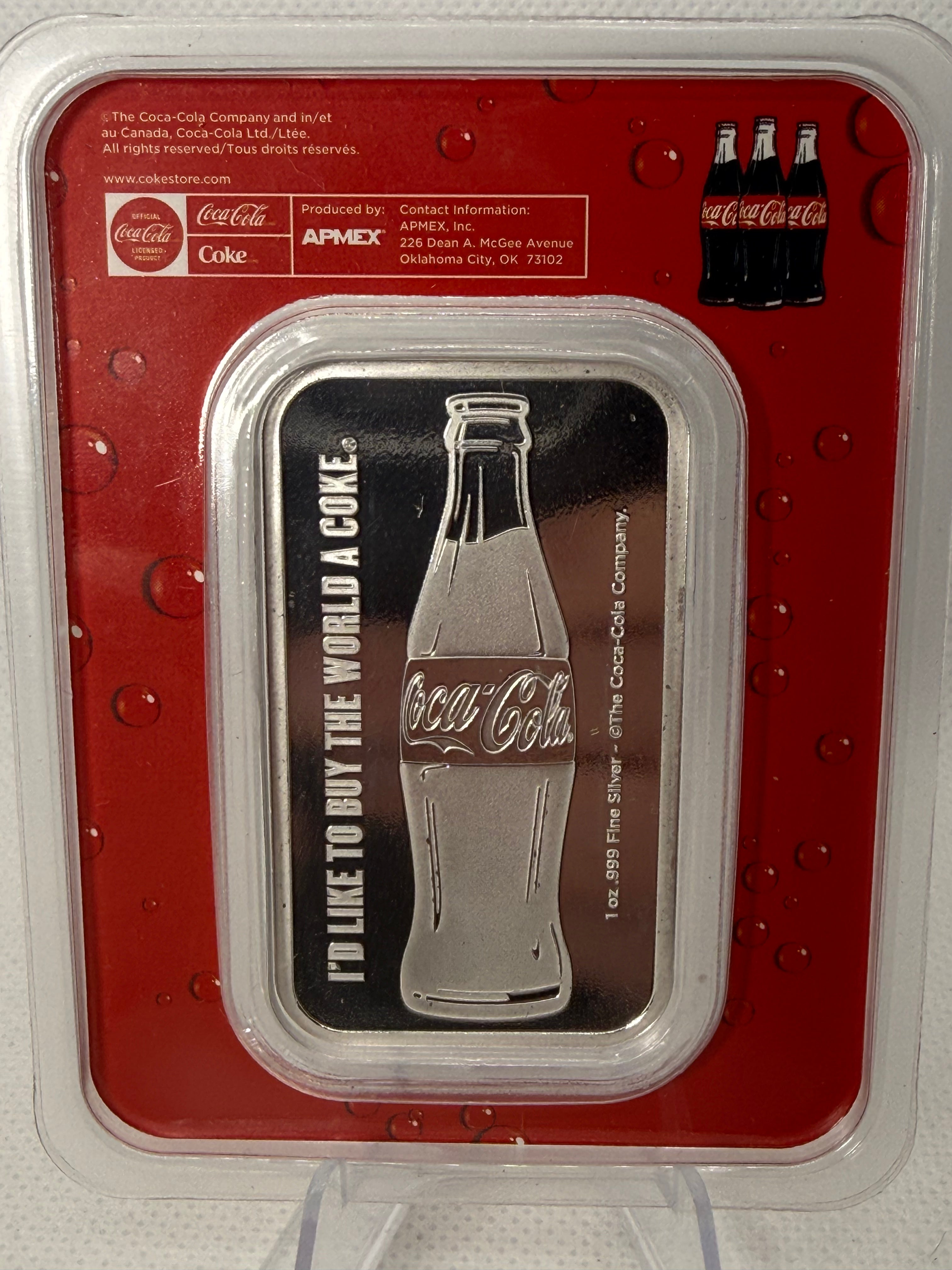 Coca-Cola Coke 1 oz Colourised 999 Silver Bar in TEP