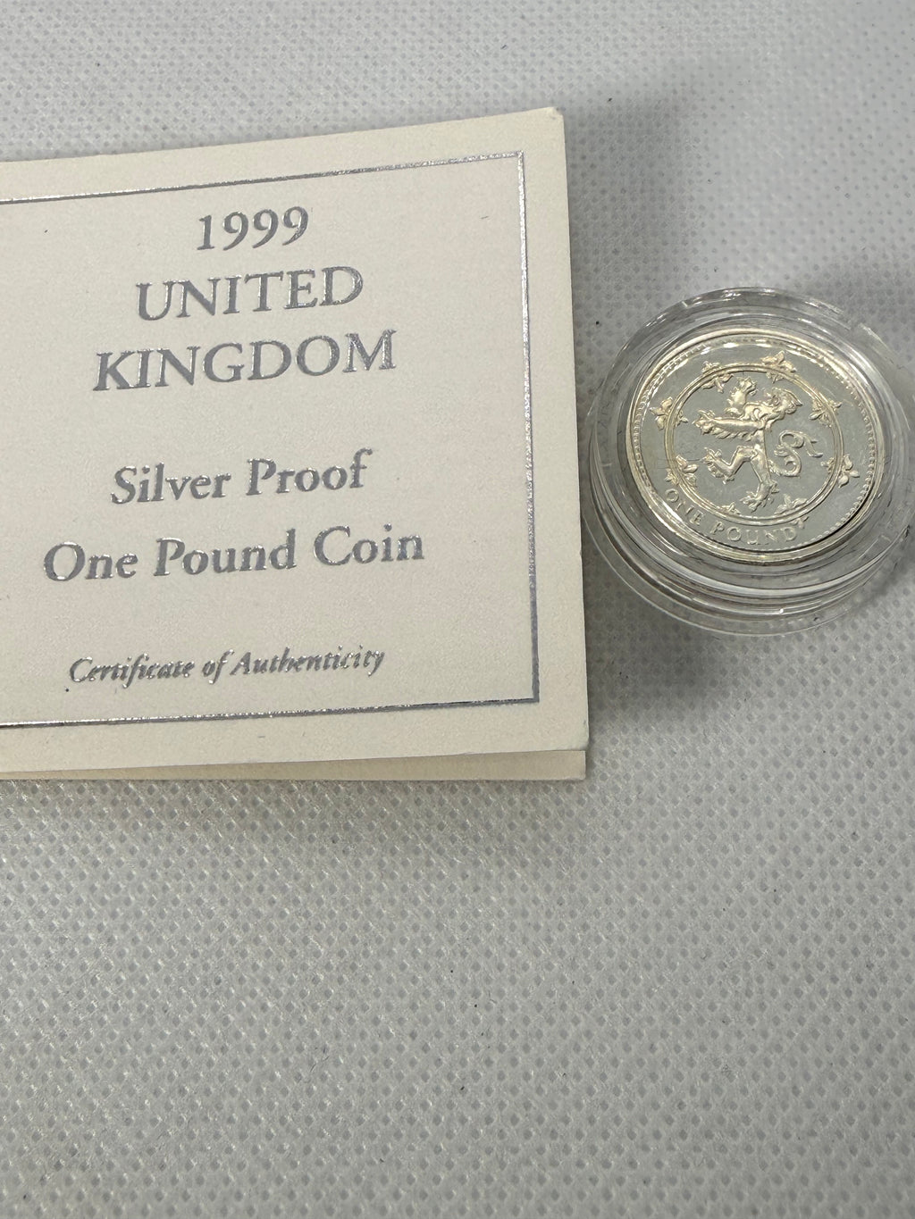 Royal Mint 1999 Silver Proof £1 coin in Presentation Box with COA