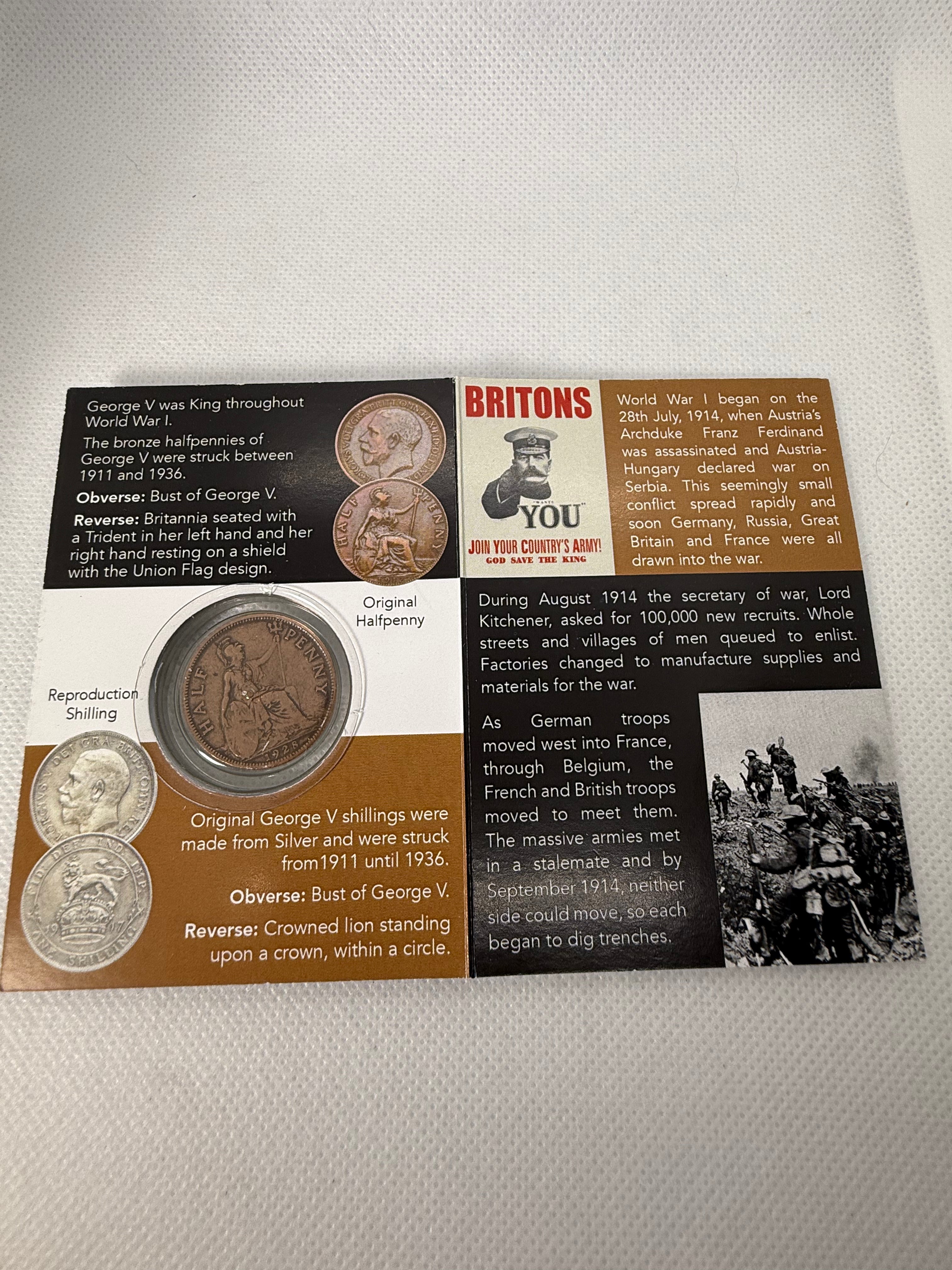 World War 1 George V Coin - Half Penny Coin in Presentation Pack