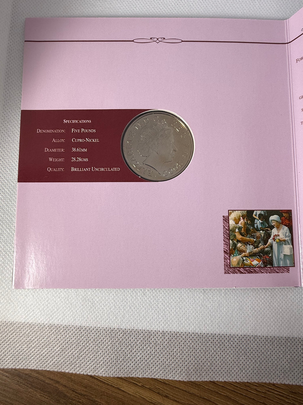 2000 Royal Mint Queen Mother Centenary Crown £5 Five Pound Coin BUNC in Presentation Pack