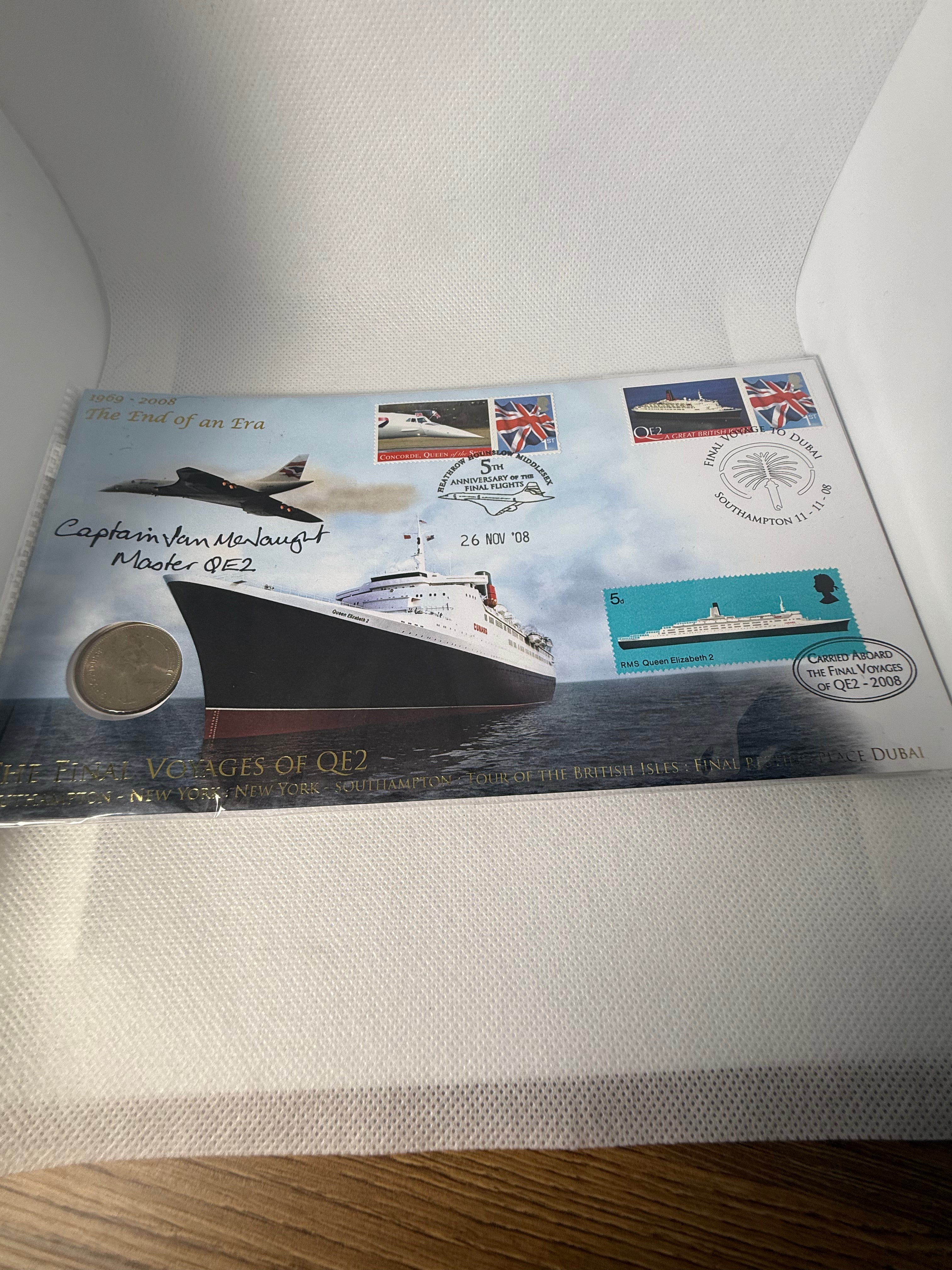 Coin Cover FINAL VOYAGES OF QE2 & ANNIVERSARIES OF CONCORDES FLIGHTS