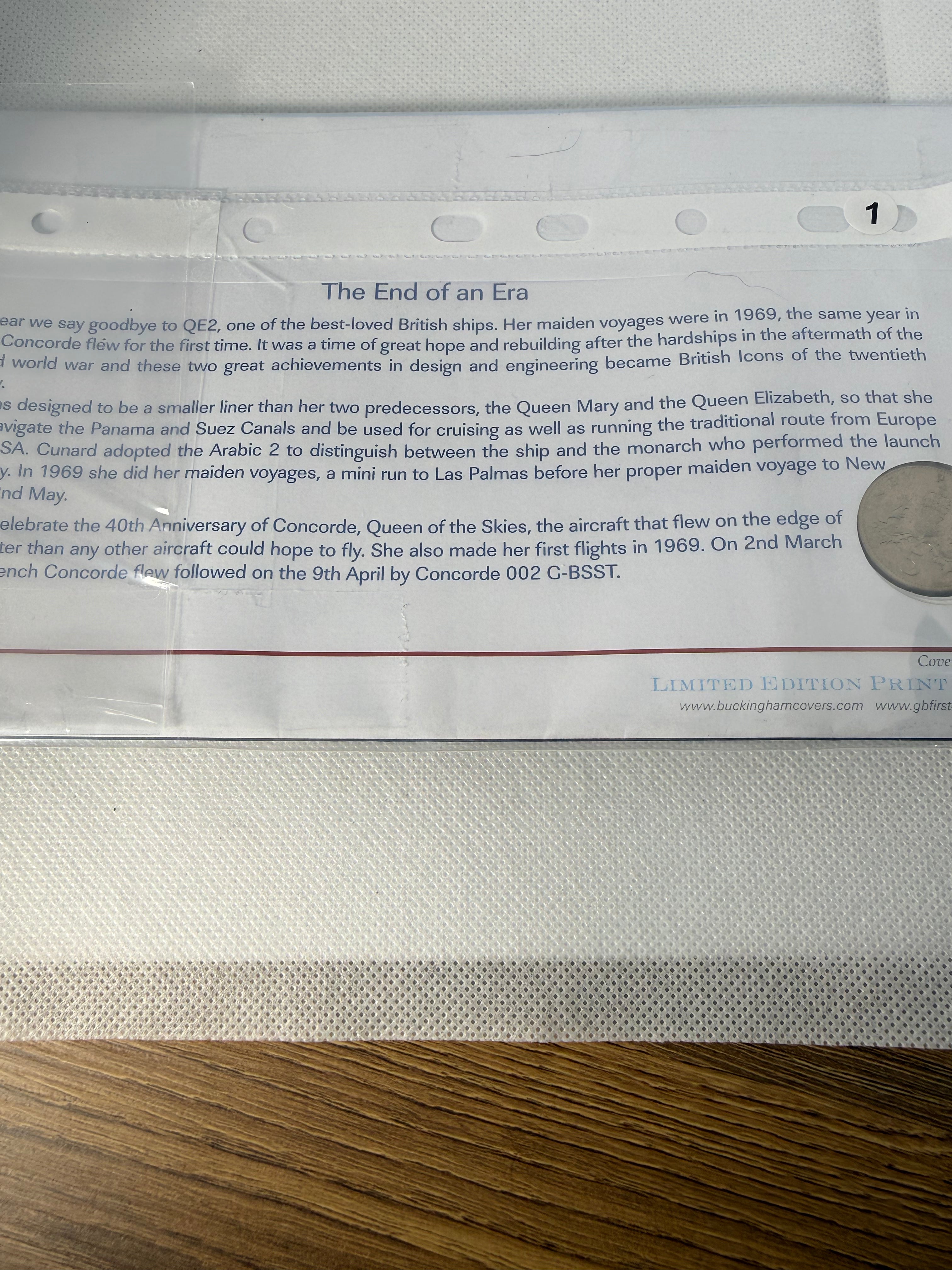 Coin Cover FINAL VOYAGES OF QE2 & ANNIVERSARIES OF CONCORDES FLIGHTS