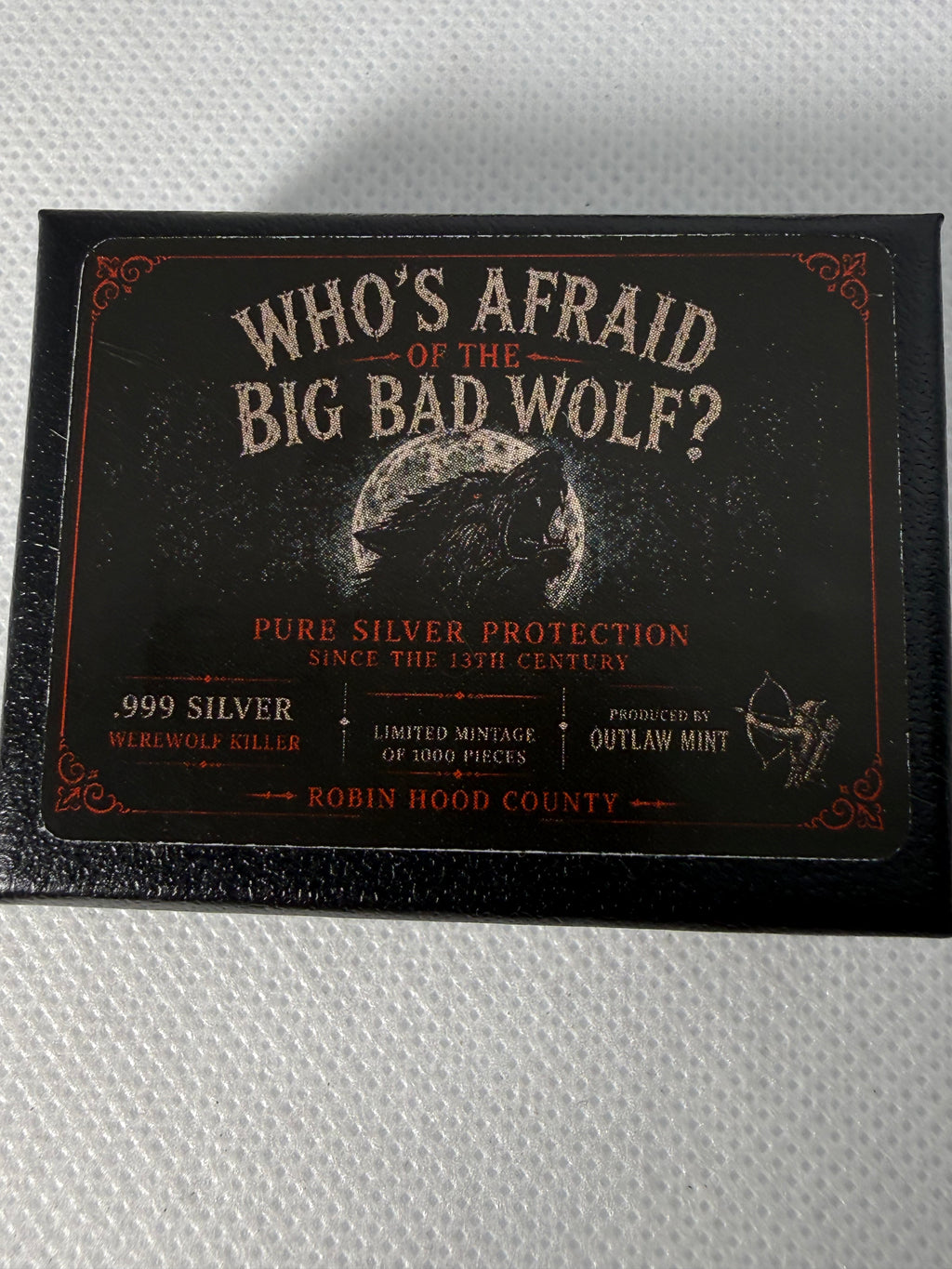 Who's Afraid of the Big Bad Woof - Pew Pew Bullet 1/12 oz Fine 999 Silver Bar in Presentation Box