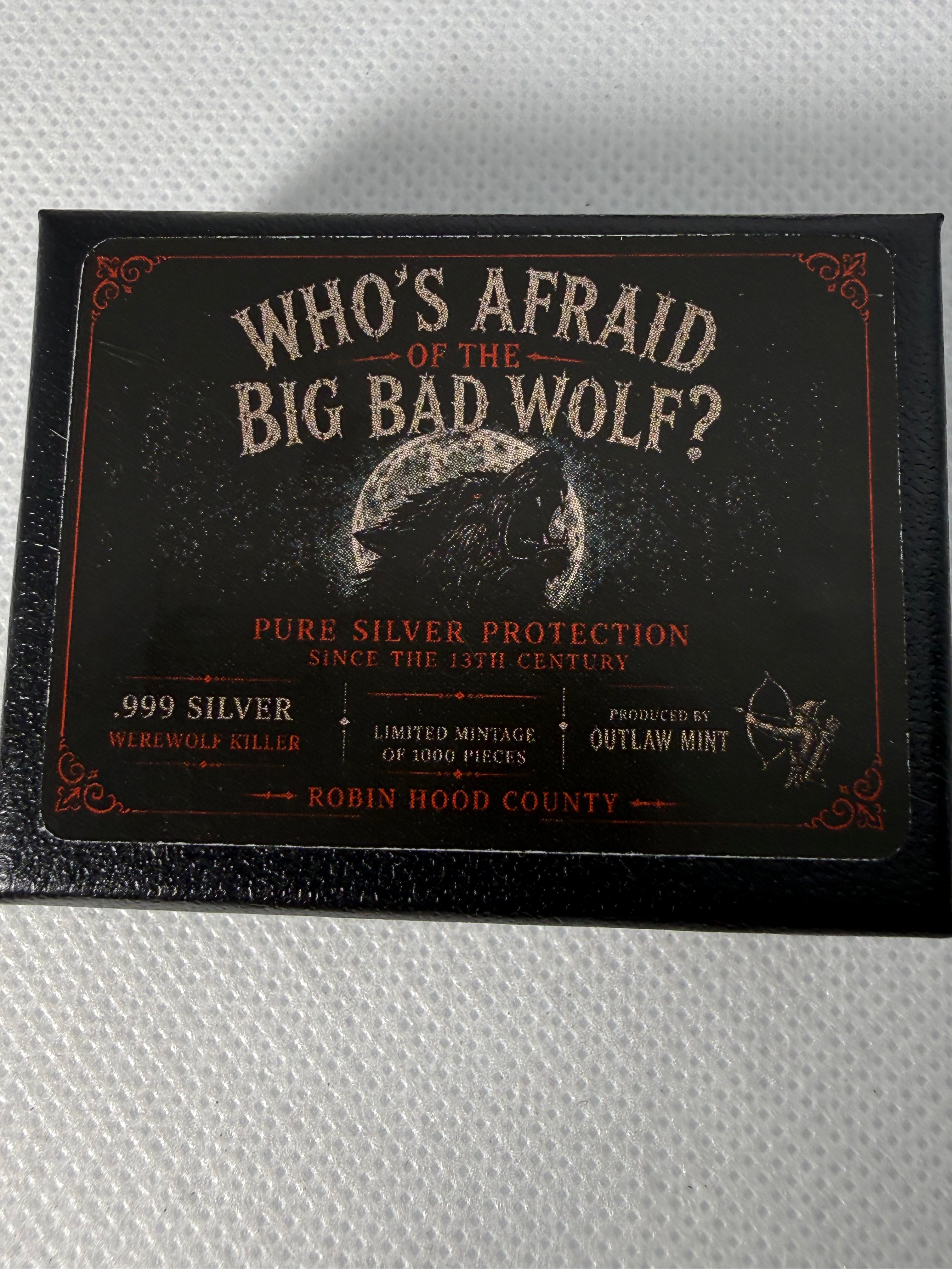 Who's Afraid of the Big Bad Woof - Pew Pew Bullet 1/12 oz Fine 999 Silver Bar in Presentation Box